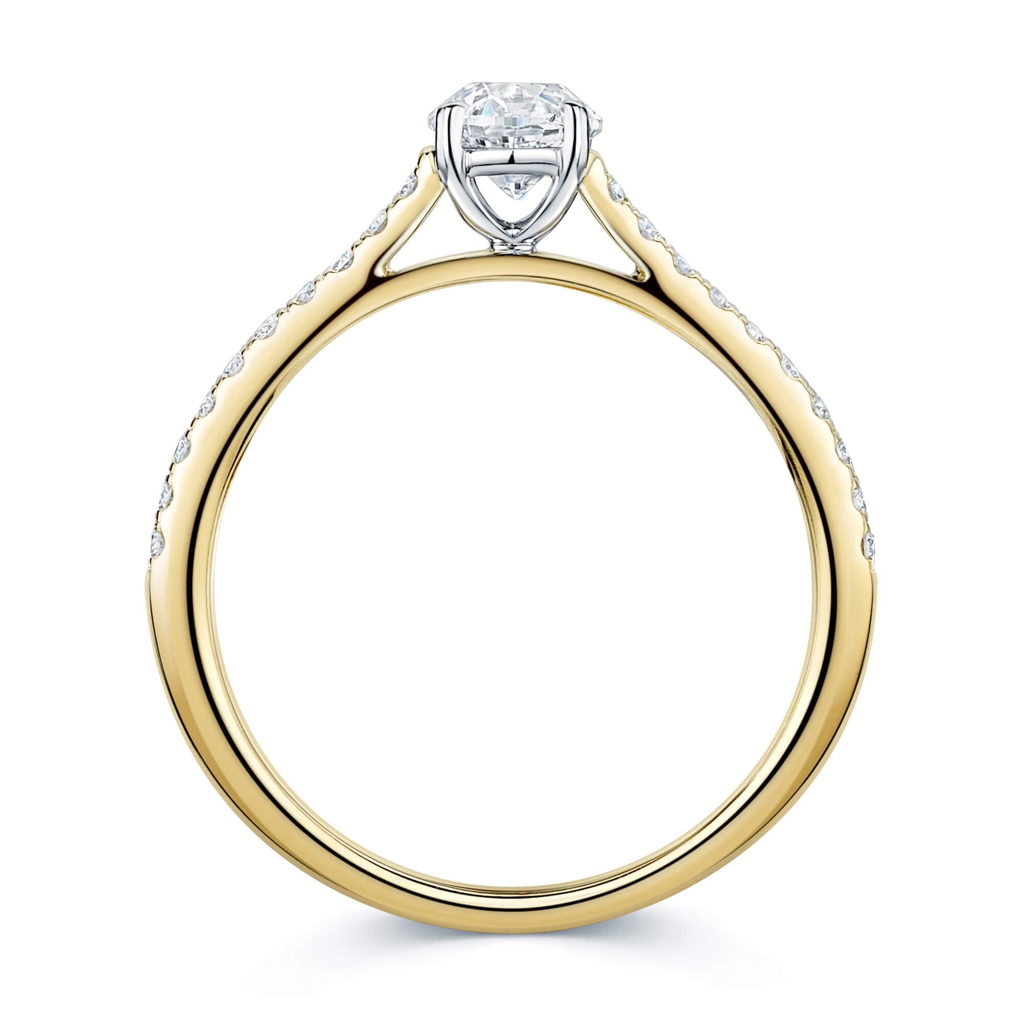 Simply Solitaire Collection 18ct Yellow Gold Diamond Solitaire Engagement Ring With Diamond Shoulders GIA Certified 0.50 Carat