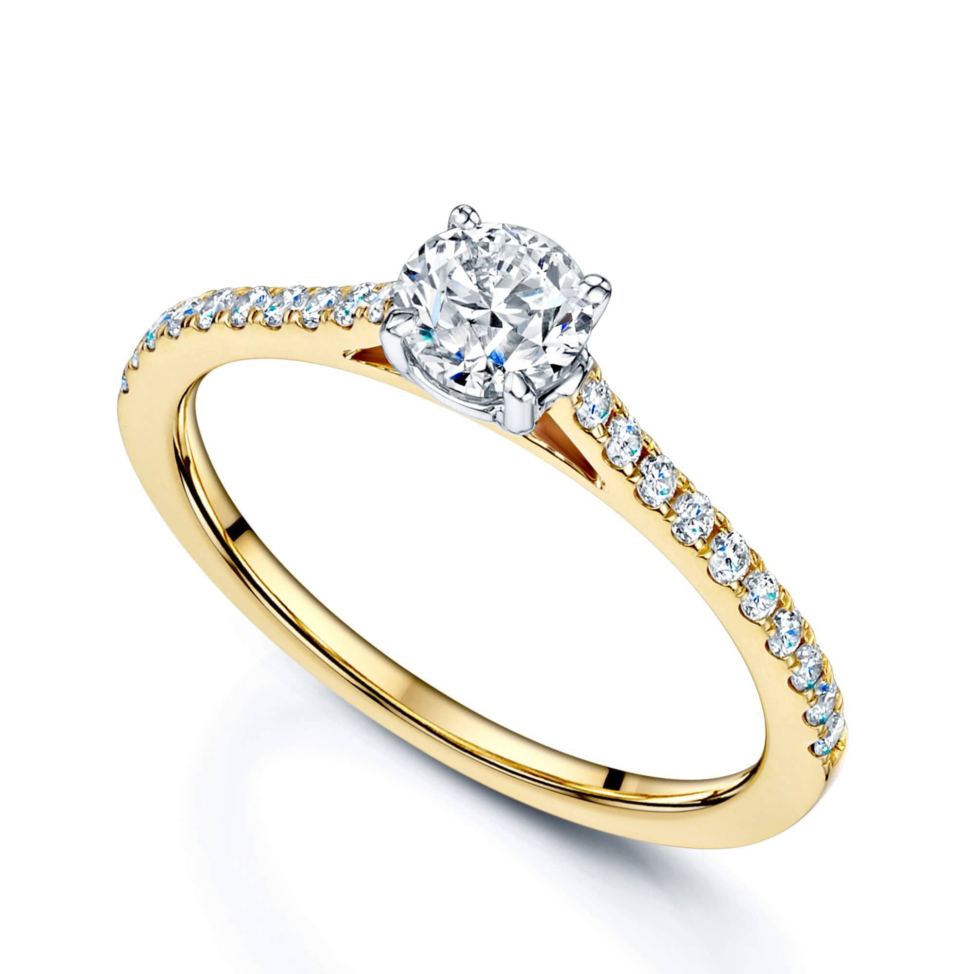 Berry's Simply Solitaire Collection 18ct Yellow Gold Diamond Solitaire Engagement Ring With Diamond Shoulders GIA Certified 0.50 Carat - Berry's Jewellers