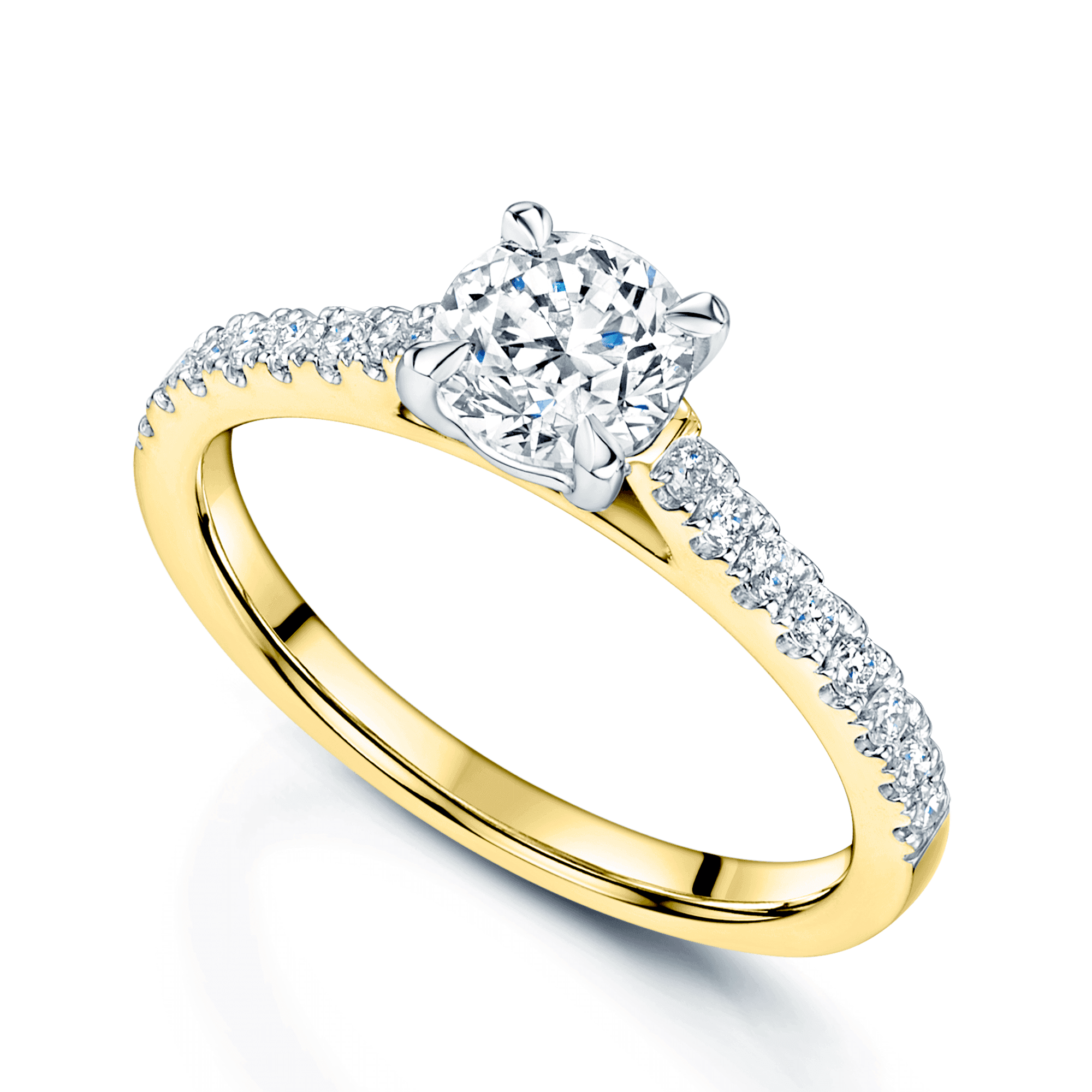 Berry's Simply Solitaire Collection 18ct Yellow Gold Diamond Solitaire Engagement Ring With Diamond Shoulders GIA Certified 0.50 Carat - Berry's Jewellers