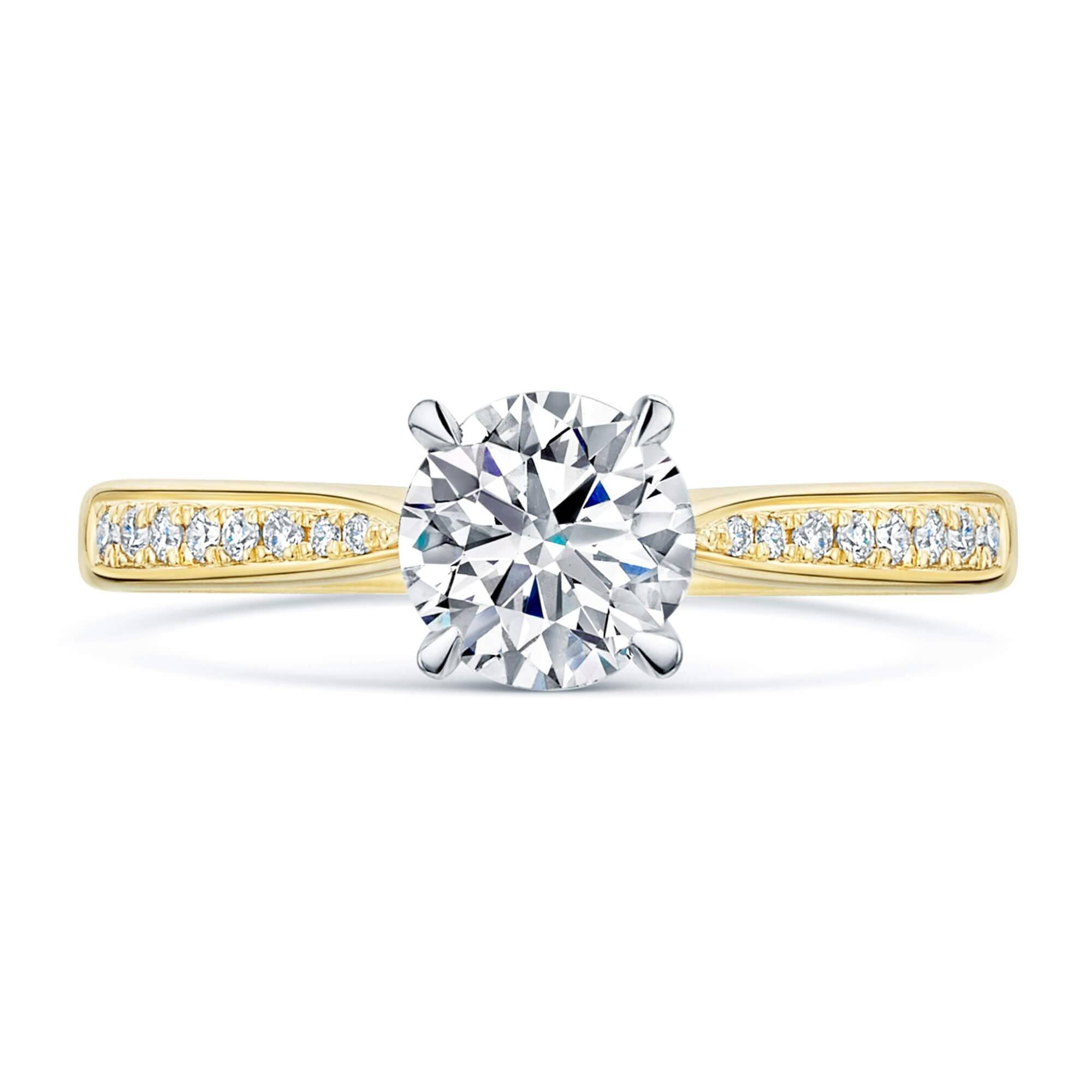 Berry's Simply Solitaire Collection 18ct Yellow Gold Diamond Solitaire Engagement Ring With Diamond Shoulders GIA Certified 1.00 Carat - Berry's Jewellers