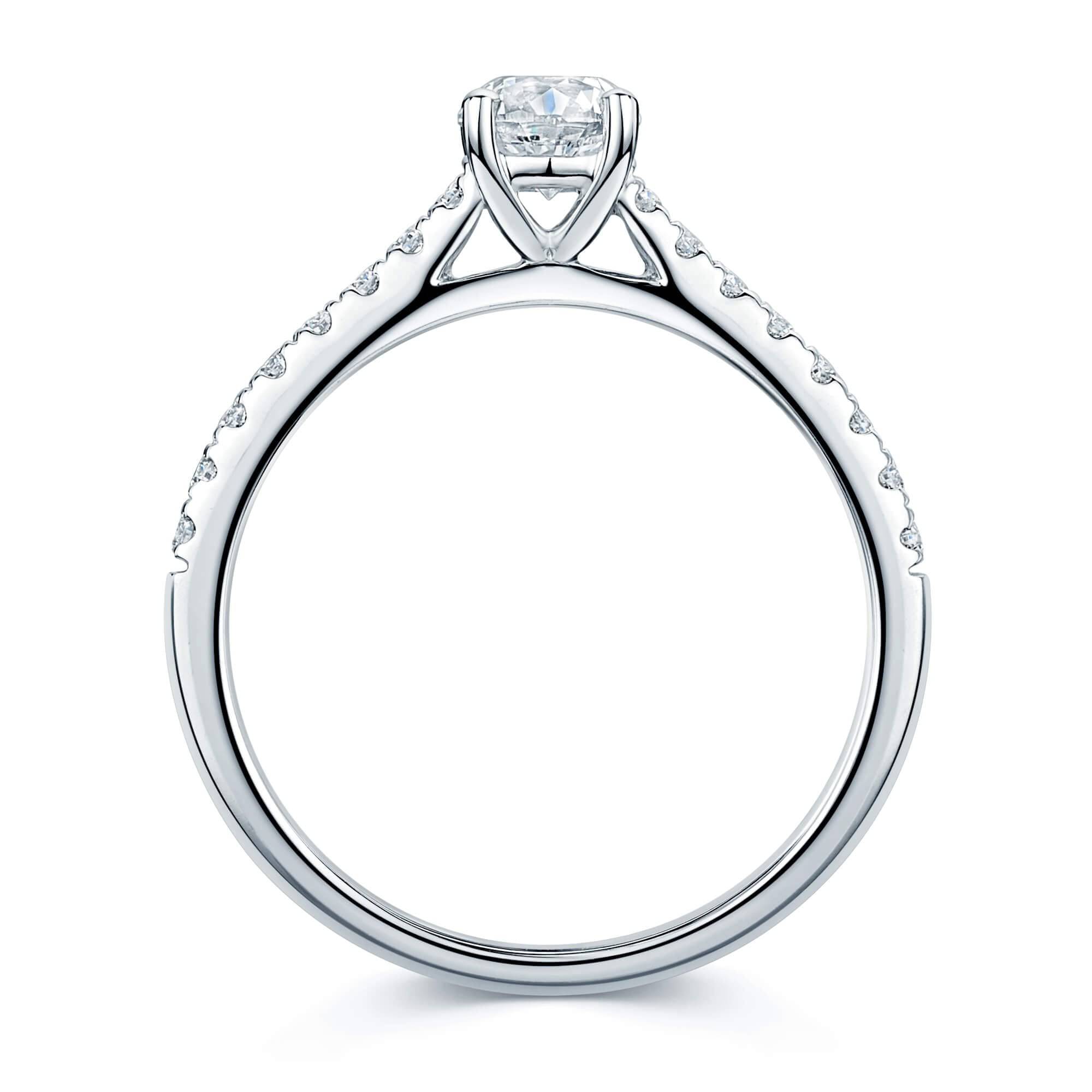 Berry's Simply Solitaire Collection Platinum Set Diamond Solitaire Engagement Ring With Diamond Shoulders GIA Certified 0.50 Carat - Berry's Jewellers