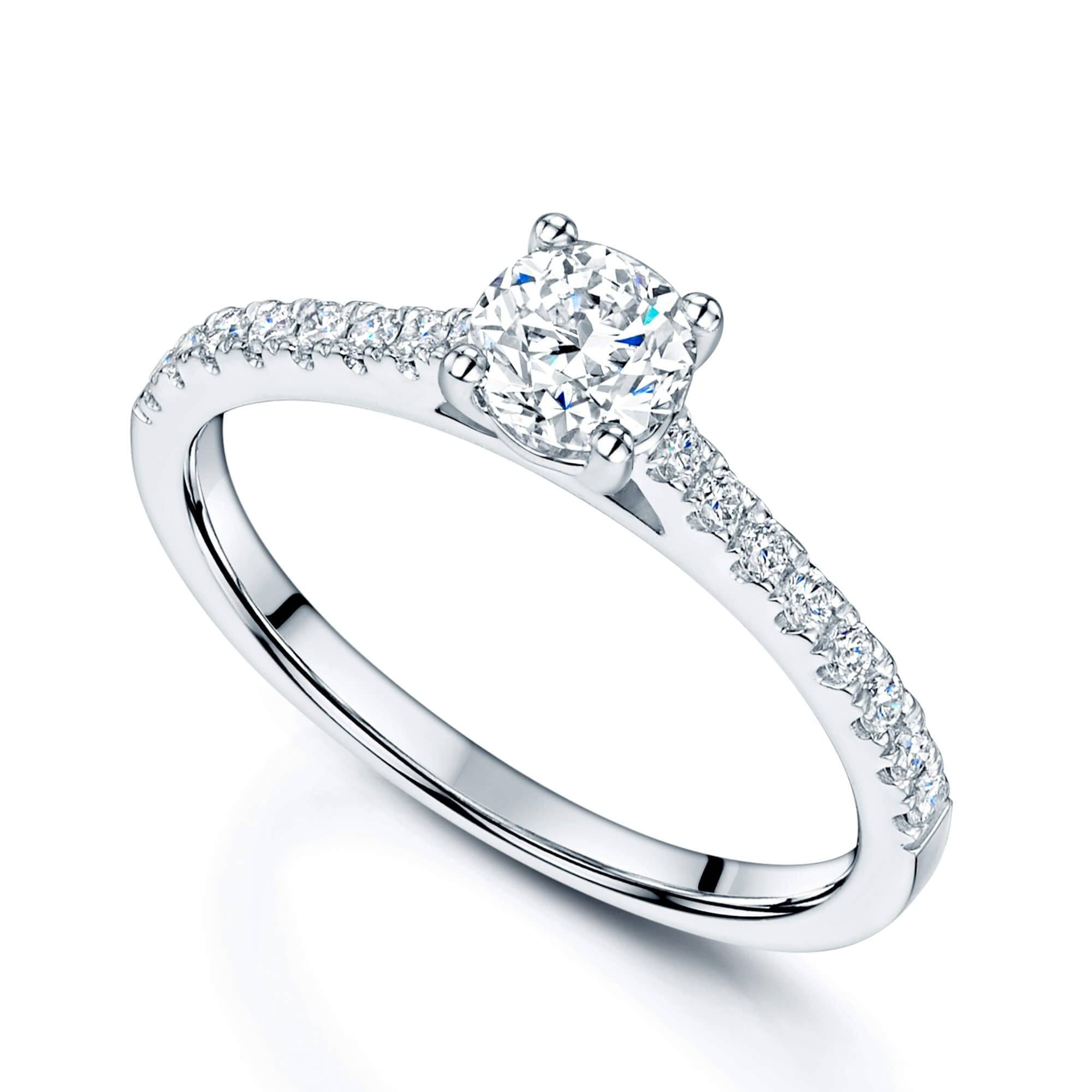 Berry's Simply Solitaire Collection Platinum Set Diamond Solitaire Engagement Ring With Diamond Shoulders GIA Certified 0.50 Carat - Berry's Jewellers