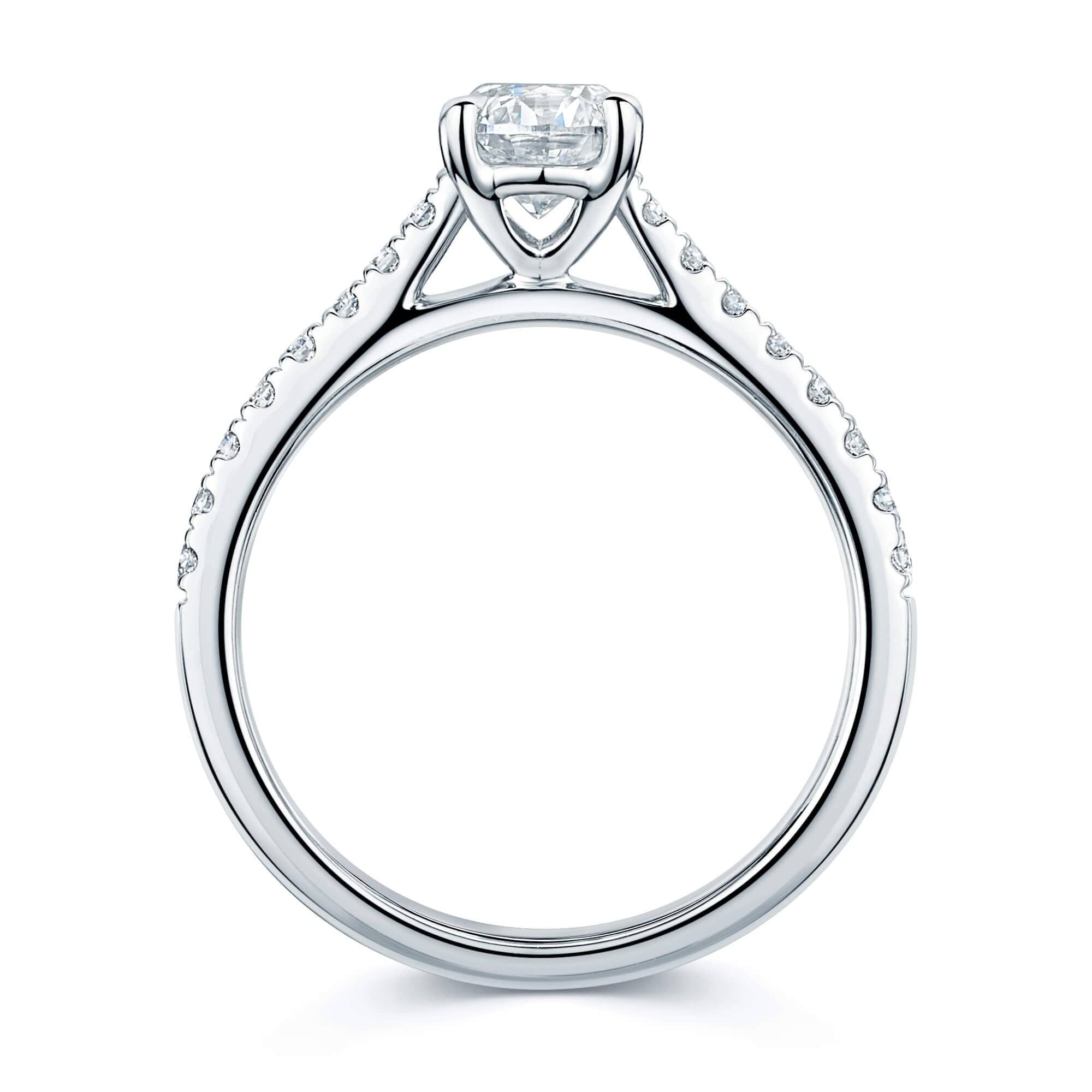 Berry's Simply Solitaire Collection Platinum Set Diamond Solitaire Engagement Ring With Diamond Shoulders GIA Certified 0.70 Carat - Berry's Jewellers