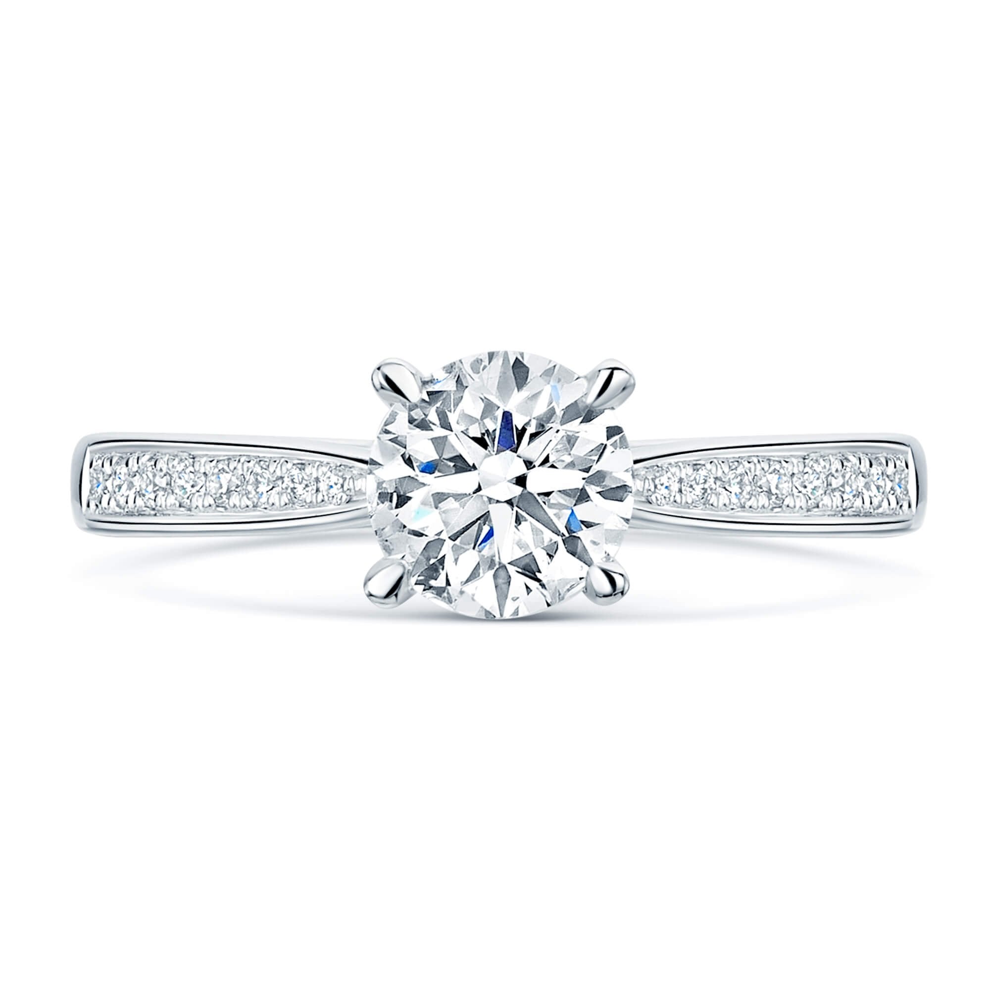 Berry's Simply Solitaire Collection Platinum Set Diamond Solitaire Engagement Ring With Diamond Shoulders GIA Certified 1.00 Carat - Berry's Jewellers