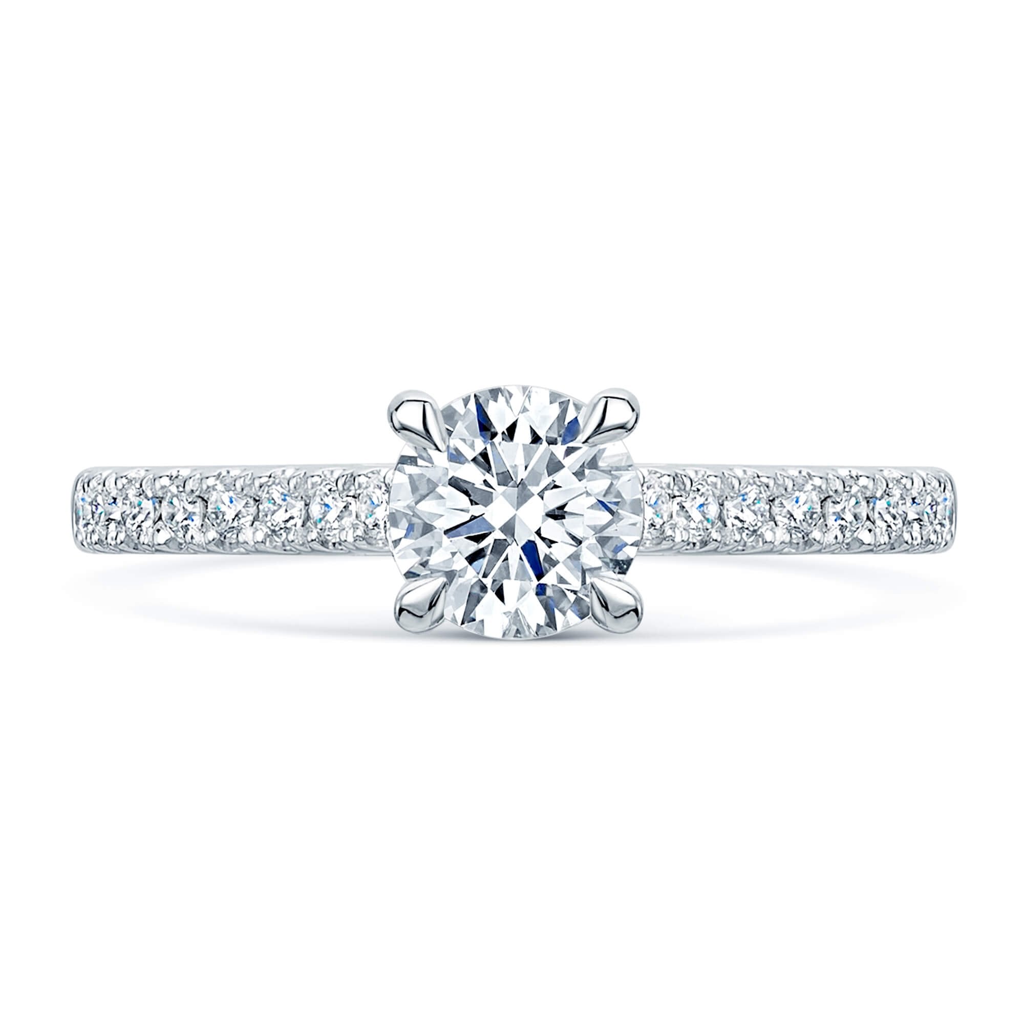 Simply Solitaire Collection Platinum Set Diamond Solitaire Engagement Ring With Diamond Shoulders GIA Certified 1.00 Carat