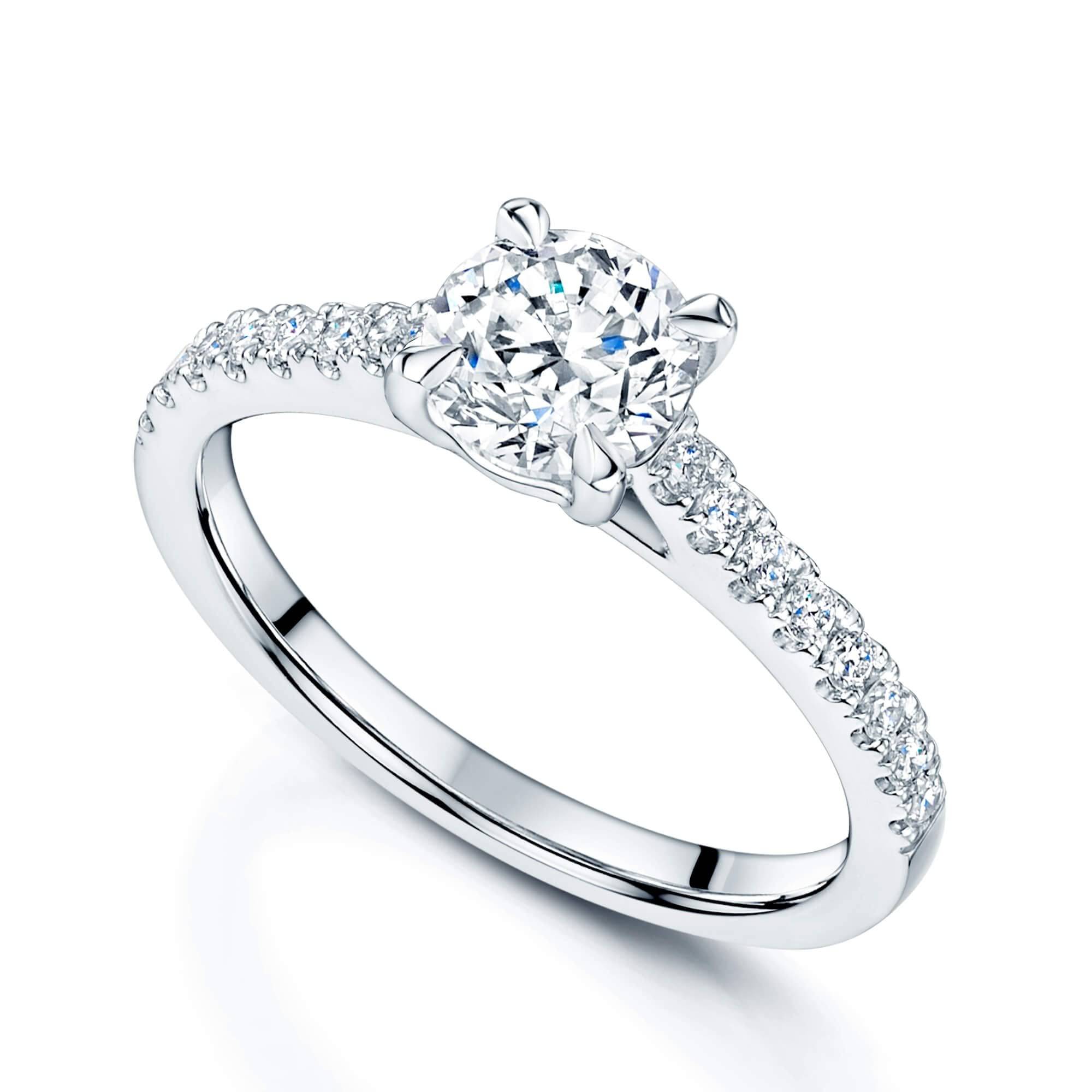 Berry's Simply Solitaire Collection Platinum Set Diamond Solitaire Engagement Ring With Diamond Shoulders GIA Certified 1.00 Carat - Berry's Jewellers