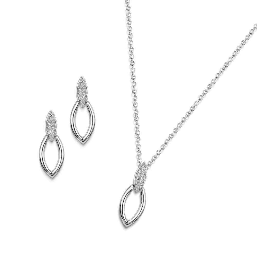 Berry's The Origin Collection 18ct White Gold Diamond Pave Open Seed Drop Necklace - Berry's Jewellers