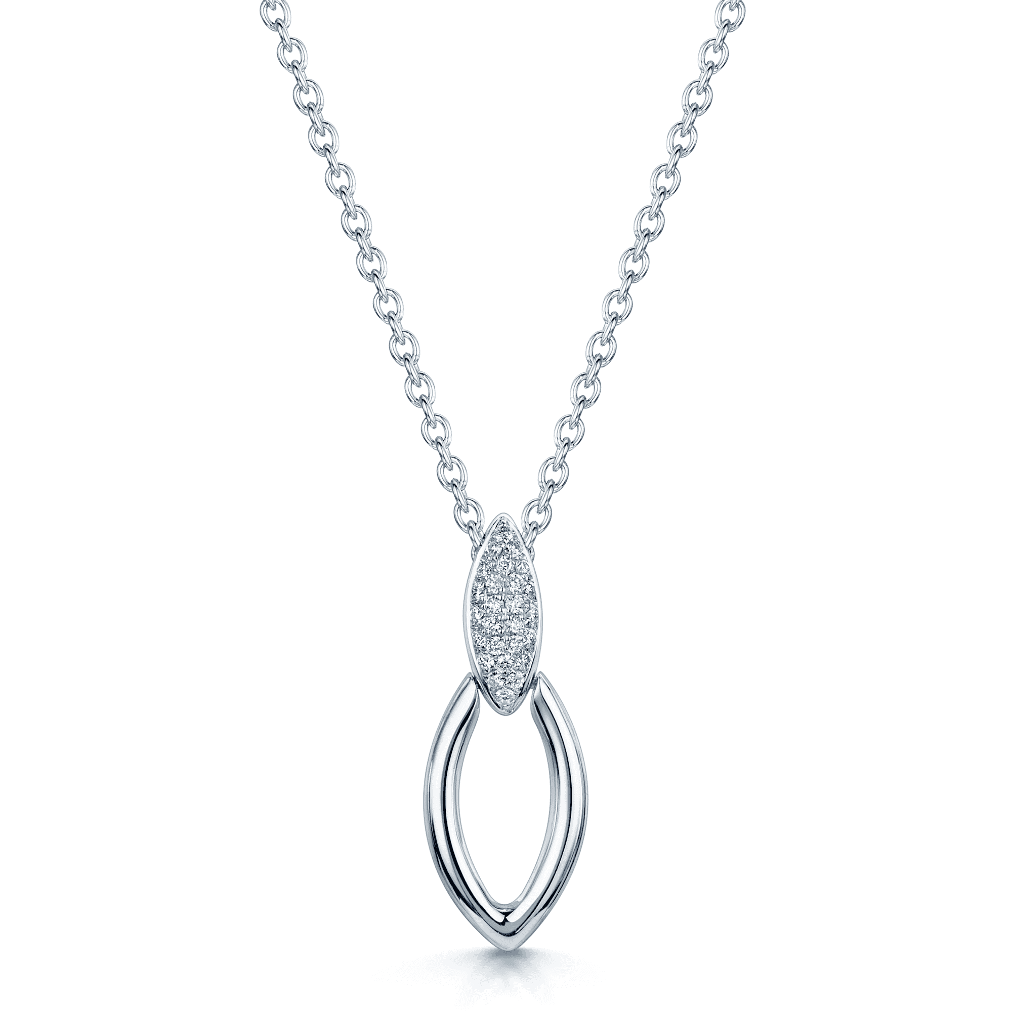 Berry's The Origin Collection 18ct White Gold Diamond Pave Open Seed Drop Necklace - Berry's Jewellers