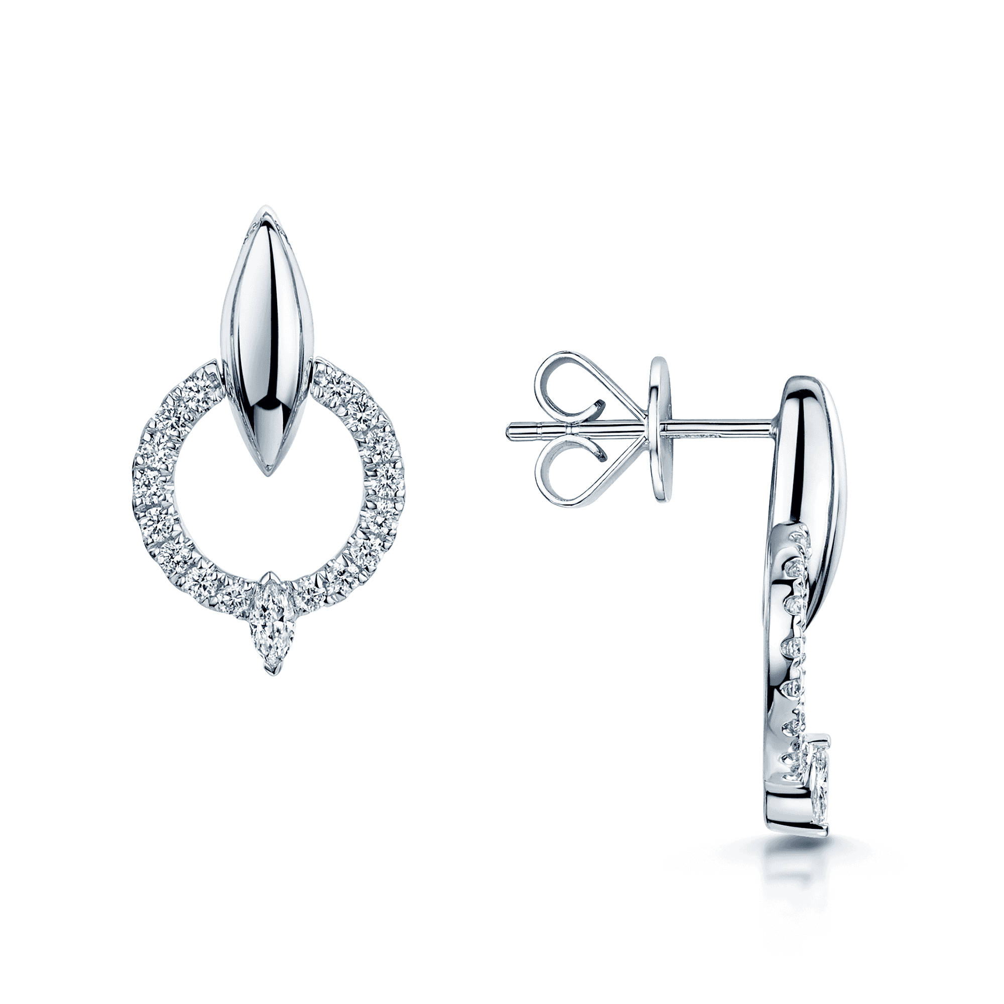 Berry's The Origin Collection 18ct White Gold Diamond Seed Drop Circle Earrings - Berry's Jewellers