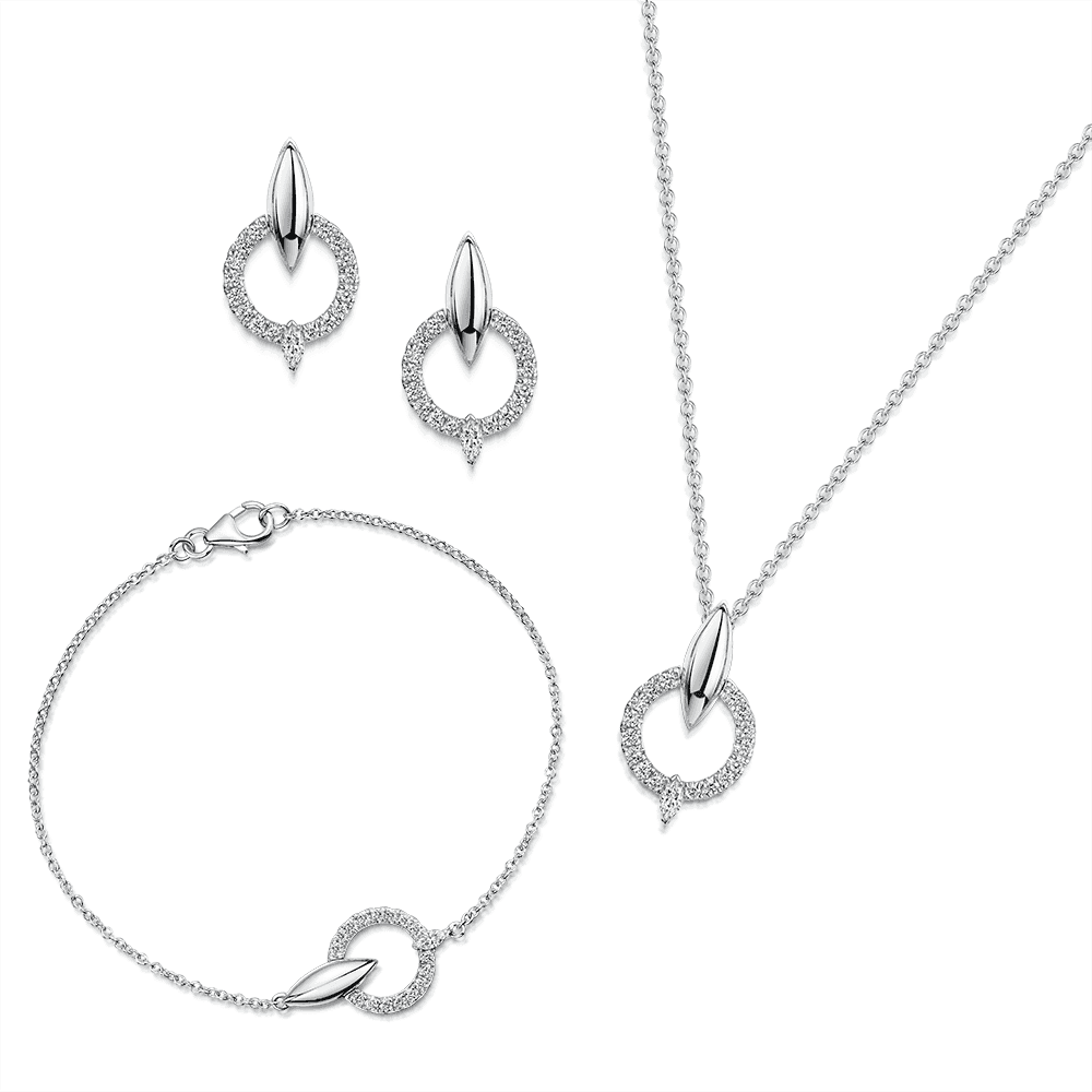 Berry's The Origin Collection 18ct White Gold Diamond Seed Drop Circle Necklace - Berry's Jewellers