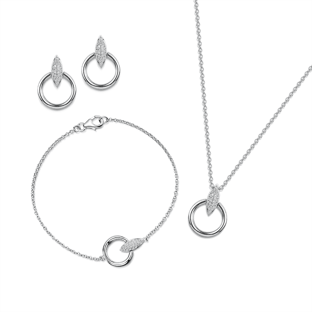 Berry's The Origin Collection 18ct White Gold Pave Diamond Seed Drop Circle Necklace - Berry's Jewellers