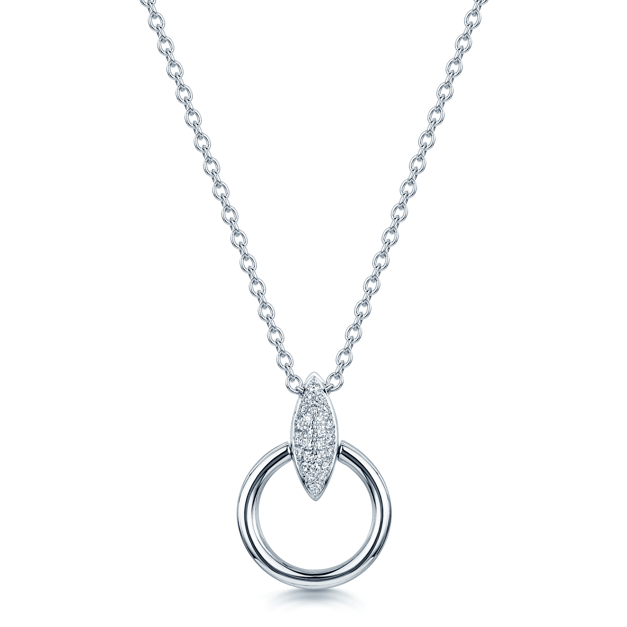 Berry's The Origin Collection 18ct White Gold Pave Diamond Seed Drop Circle Necklace - Berry's Jewellers