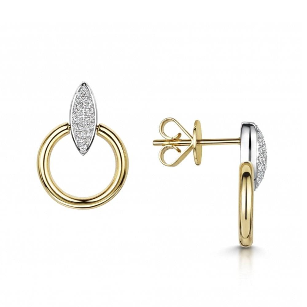 Berry's The Origin Collection 18ct Yellow & White Gold Pave Diamond Seed and Circle Drop Earrings - Berry's Jewellers