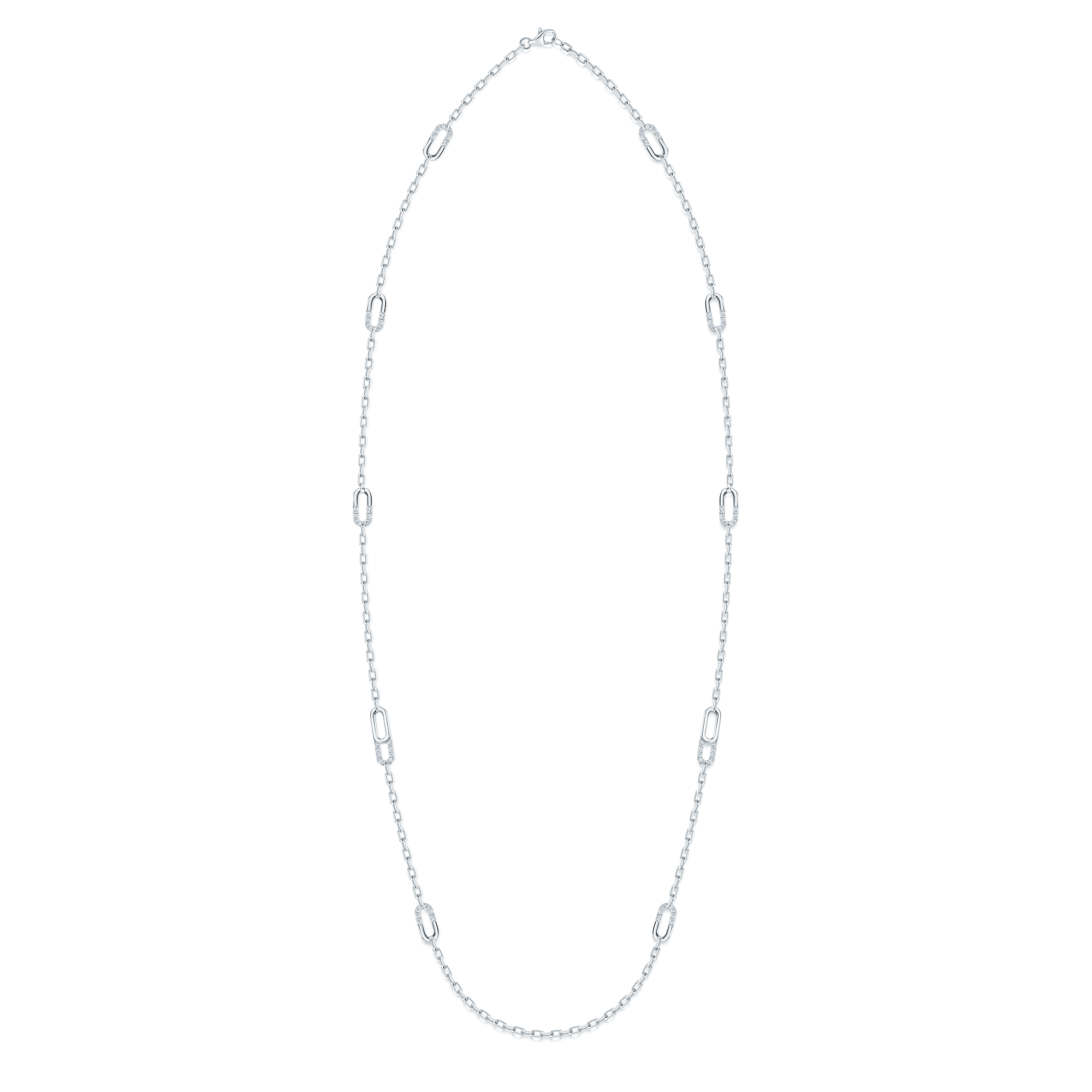 Berry's Verve Collection 18ct White Gold Diamond Loop Long Chain Necklace - Berry's Jewellers