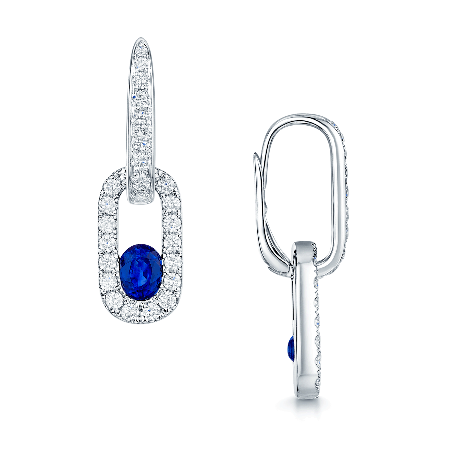 Berry's Verve Collection 18ct White Gold Oval Cut Sapphire And  Diamond Set Loop Drop Earrings - Berry's Jewellers