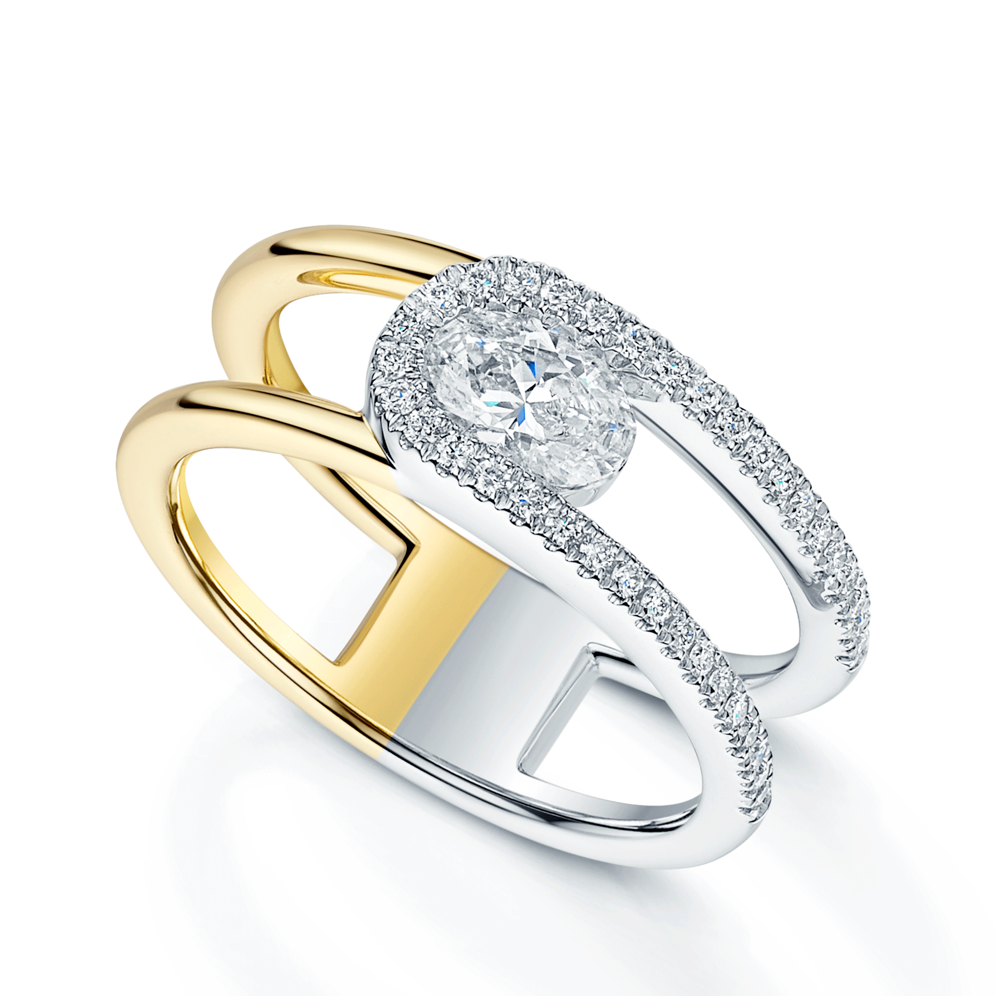 Berry's Verve Collection 18ct Yellow And White Gold GIA Certificated Oval Cut Diamond Dress Ring - Berry's Jewellers