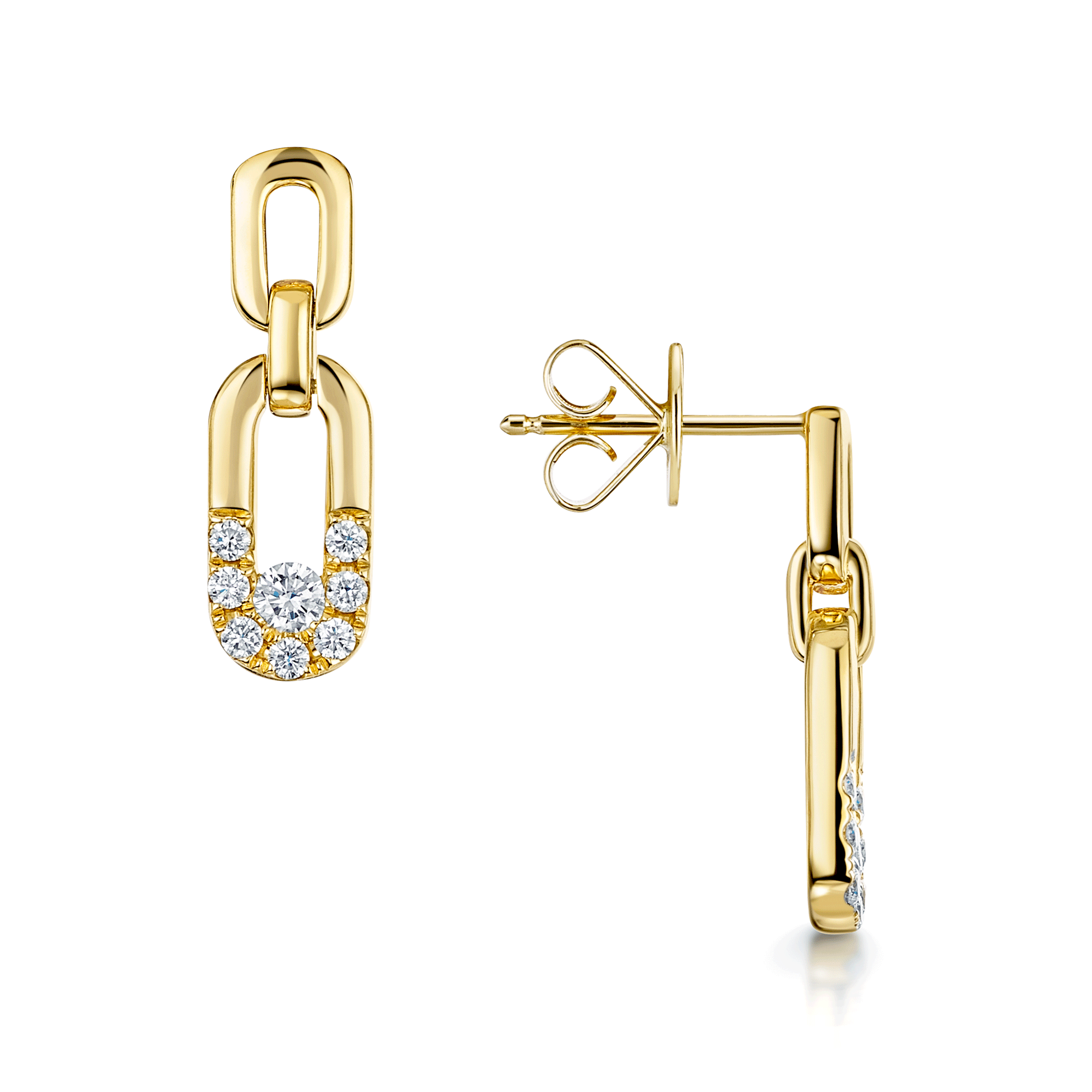 Berry's Verve Collection 18ct Yellow Gold Diamond Set Drop Earrings - Berry's Jewellers