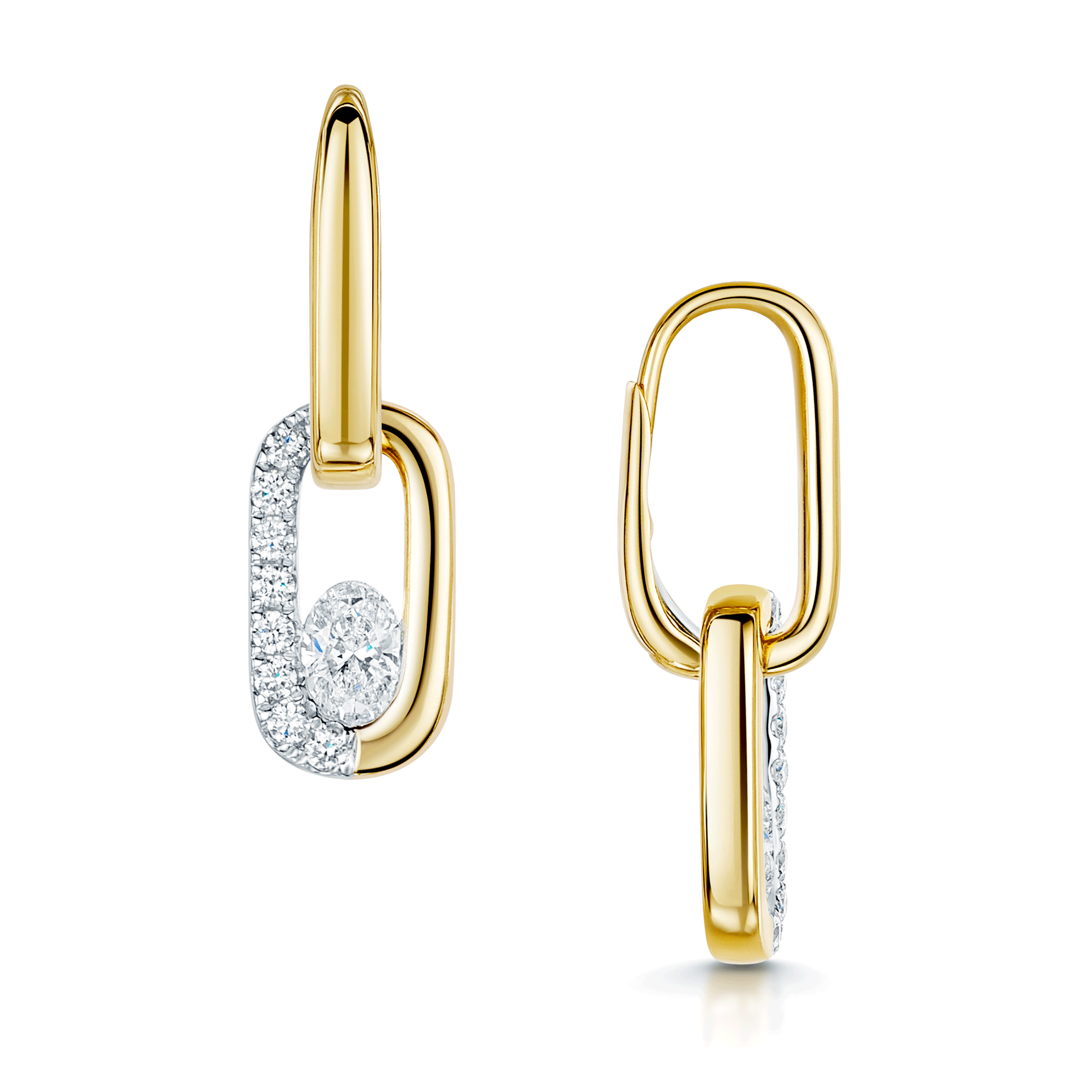 Berry's Verve Collection 18ct Yellow Gold Oval Cut Diamond Set Loop Drop Earrings - Berry's Jewellers