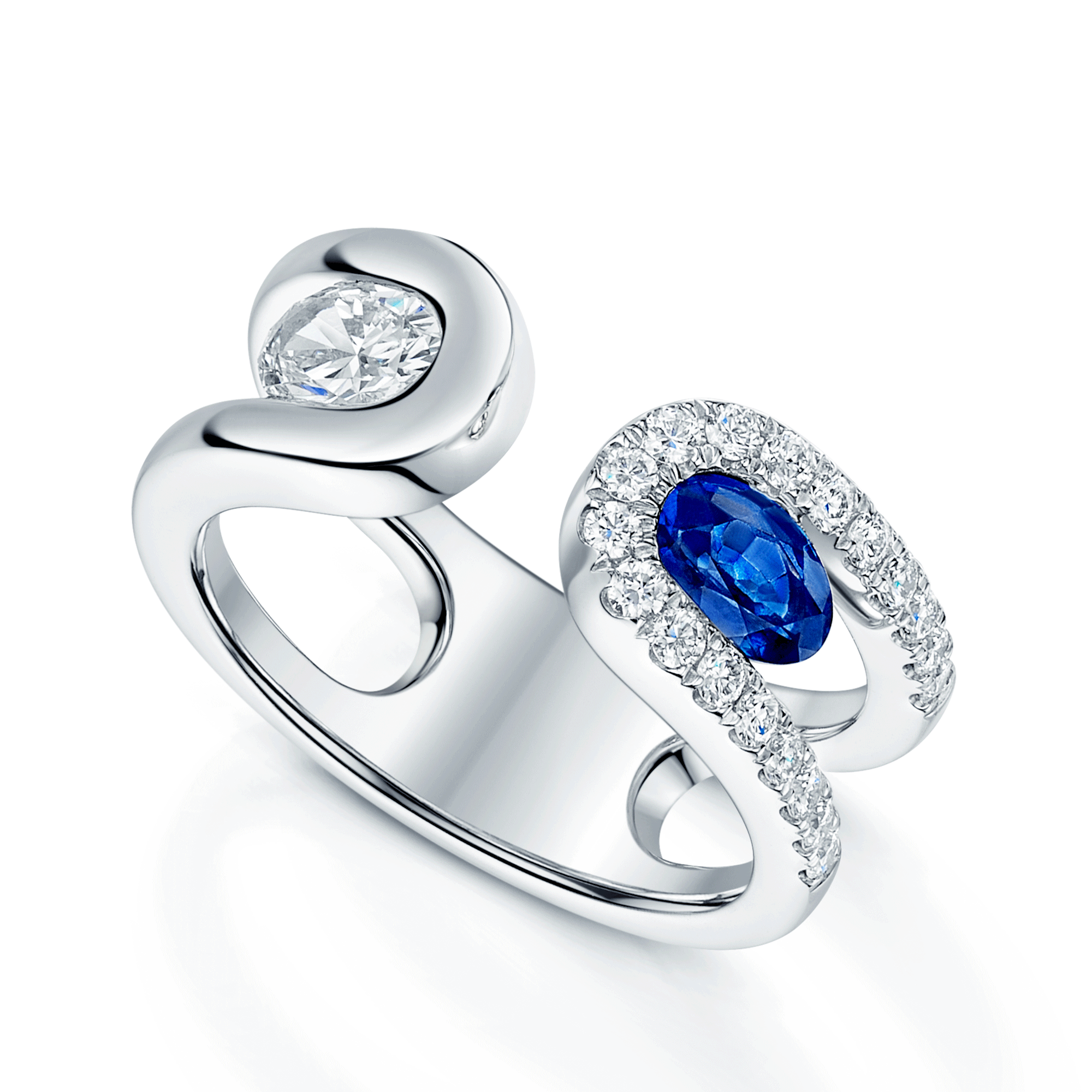 Berry's Verve Collection Platinum Oval Cut Sapphire And GIA Certified Diamond Dress Ring - Berry's Jewellers