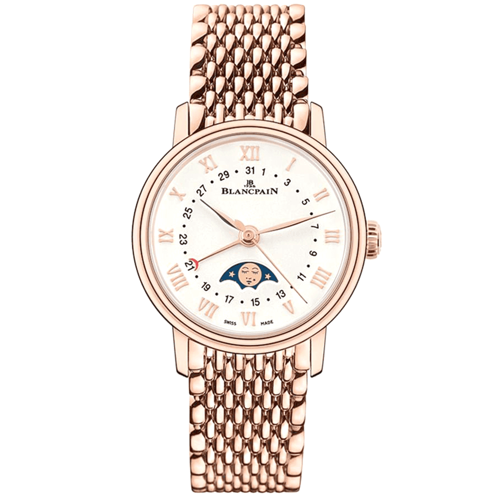 Villeret Quantieme Phases de Luna 29mm 18ct Rose Gold Bracelet Watch