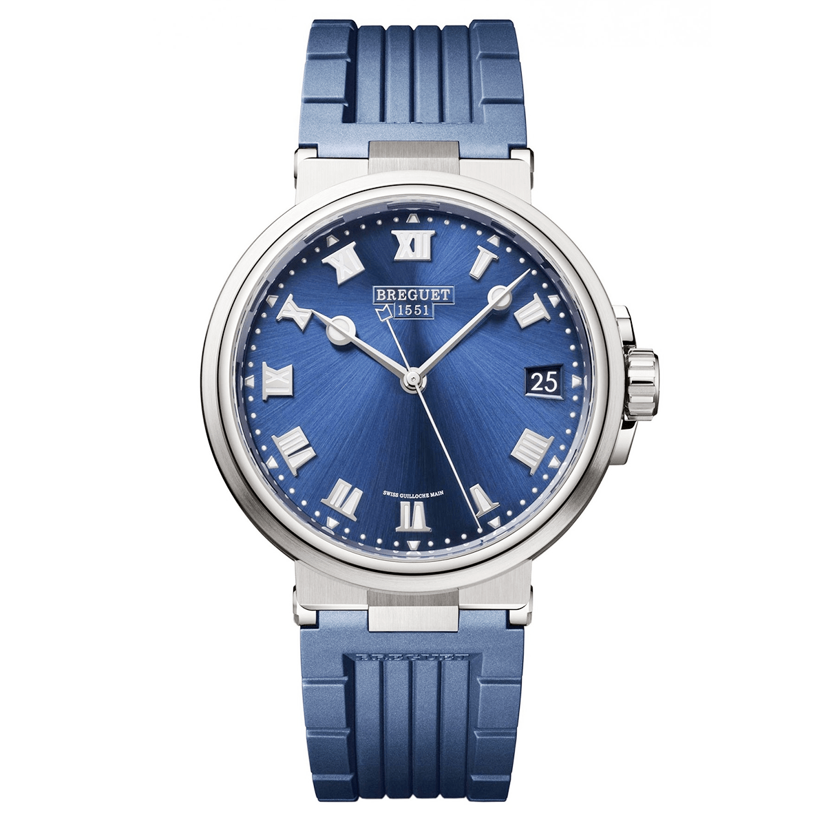 Breguet Marine 40mm Blue Dial Automatic Rubber Strap Watch - Berry's Jewellers