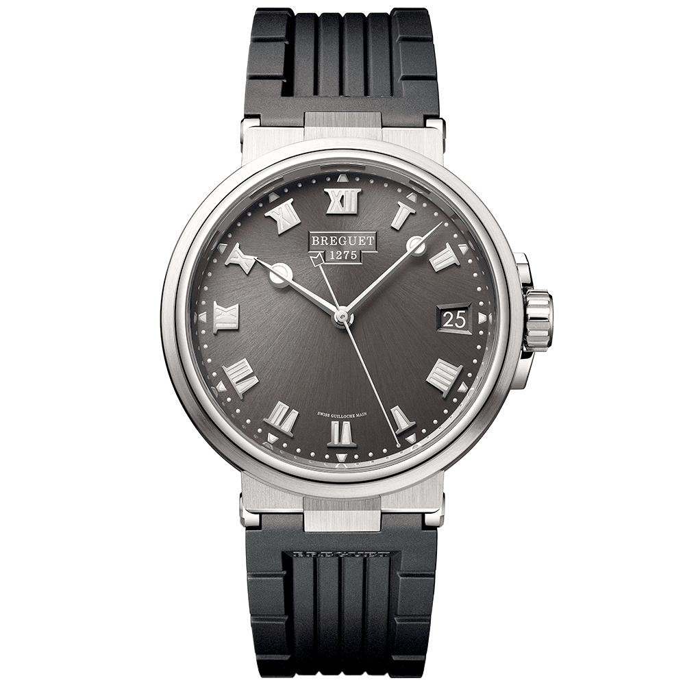 Breguet Marine 40mm Titanium Grey Dial Automatic Rubber Strap Watch - Berry's Jewellers