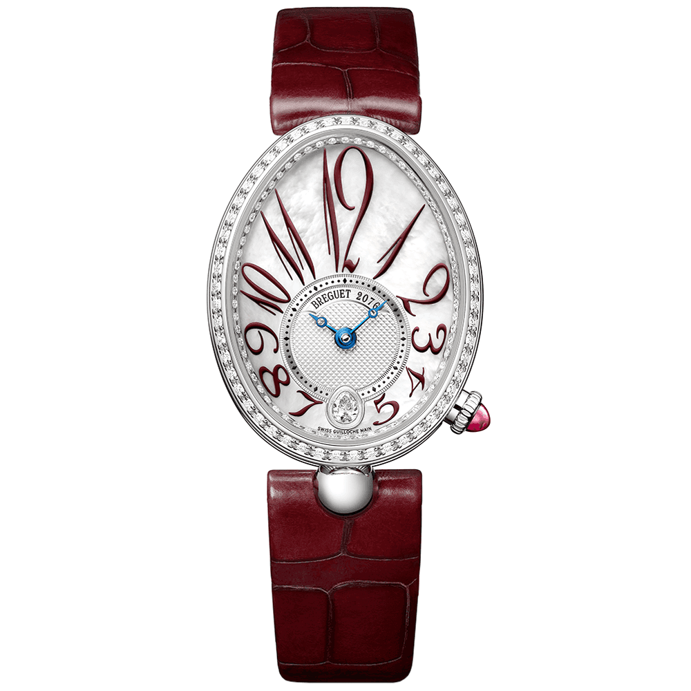 Breguet Reine de Naples 18ct White Gold & Burgundy Leather Strap Watch - Berry's Jewellers