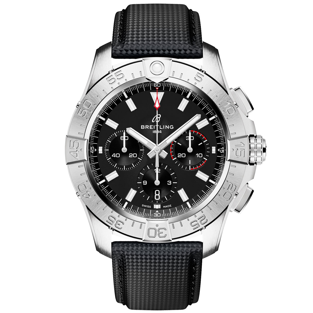 Avenger 44mm Black Dial Automatic Chronograph Strap Watch