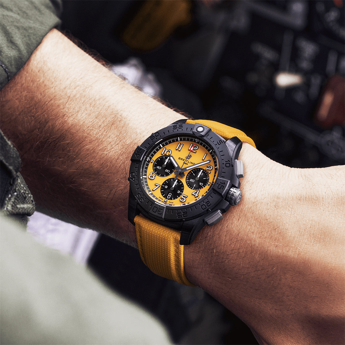 Breitling Avenger Night Mission 44mm Black Ceramic & Yellow Dial Watch - Berry's Jewellers