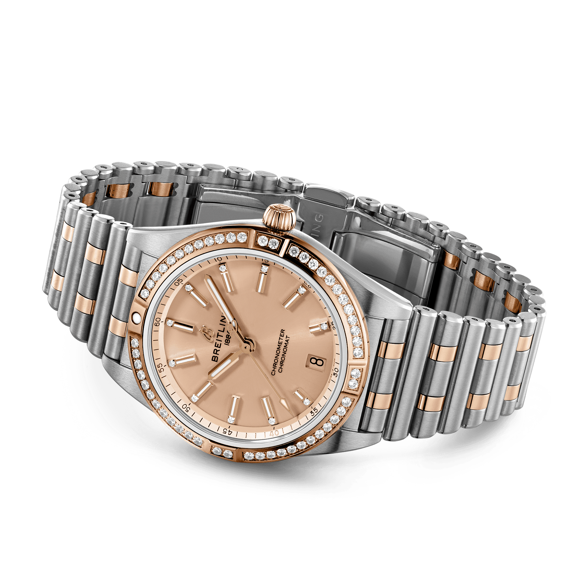 Breitling Chronomat 36mm Two-Tone Gold Diamond Dial & Bezel Bracelet Watch - Berry's Jewellers