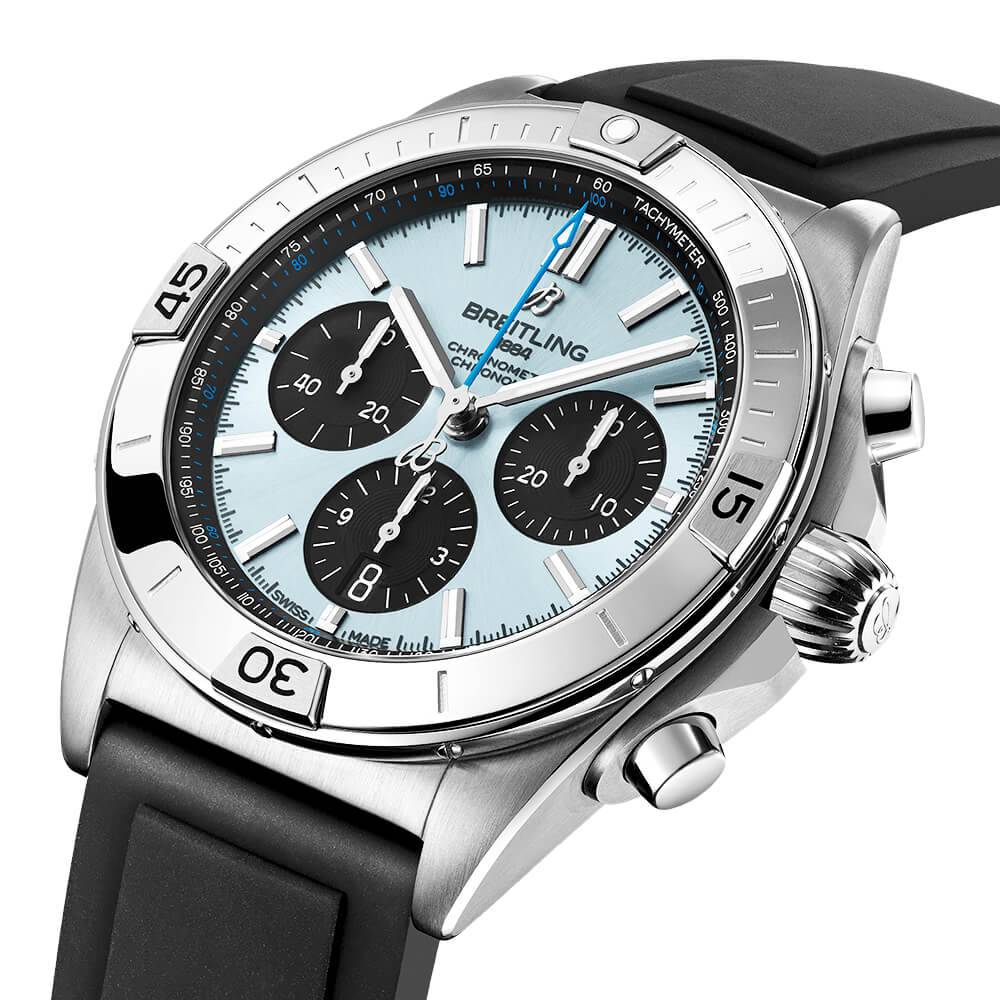 Breitling Chronomat 42mm Ice Blue/Black Dial Men's Automatic Chronograph Watch - Berry's Jewellers