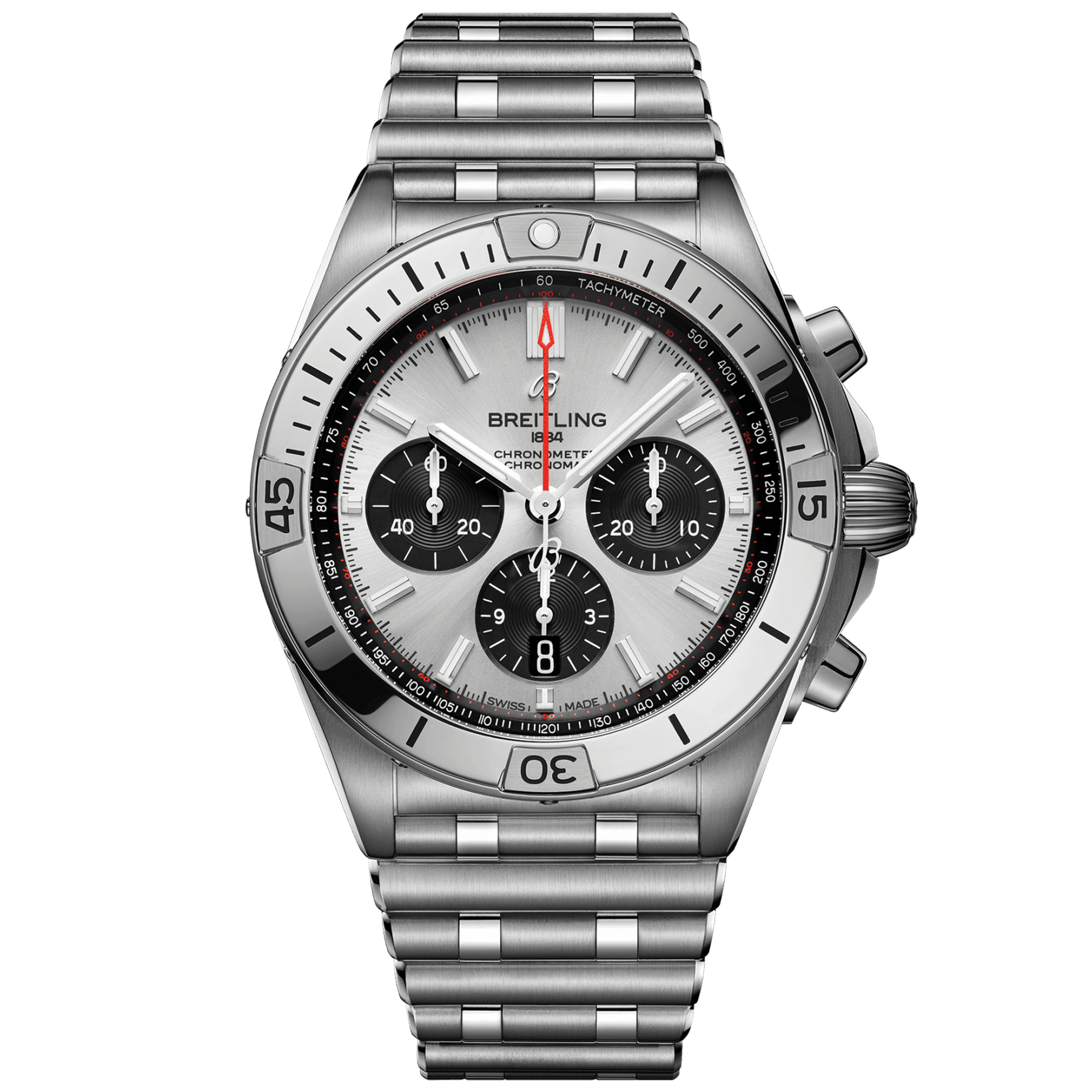 Breitling Chronomat 42mm Silver/Black Dial Men's Automatic Bracelet Watch - Berry's Jewellers