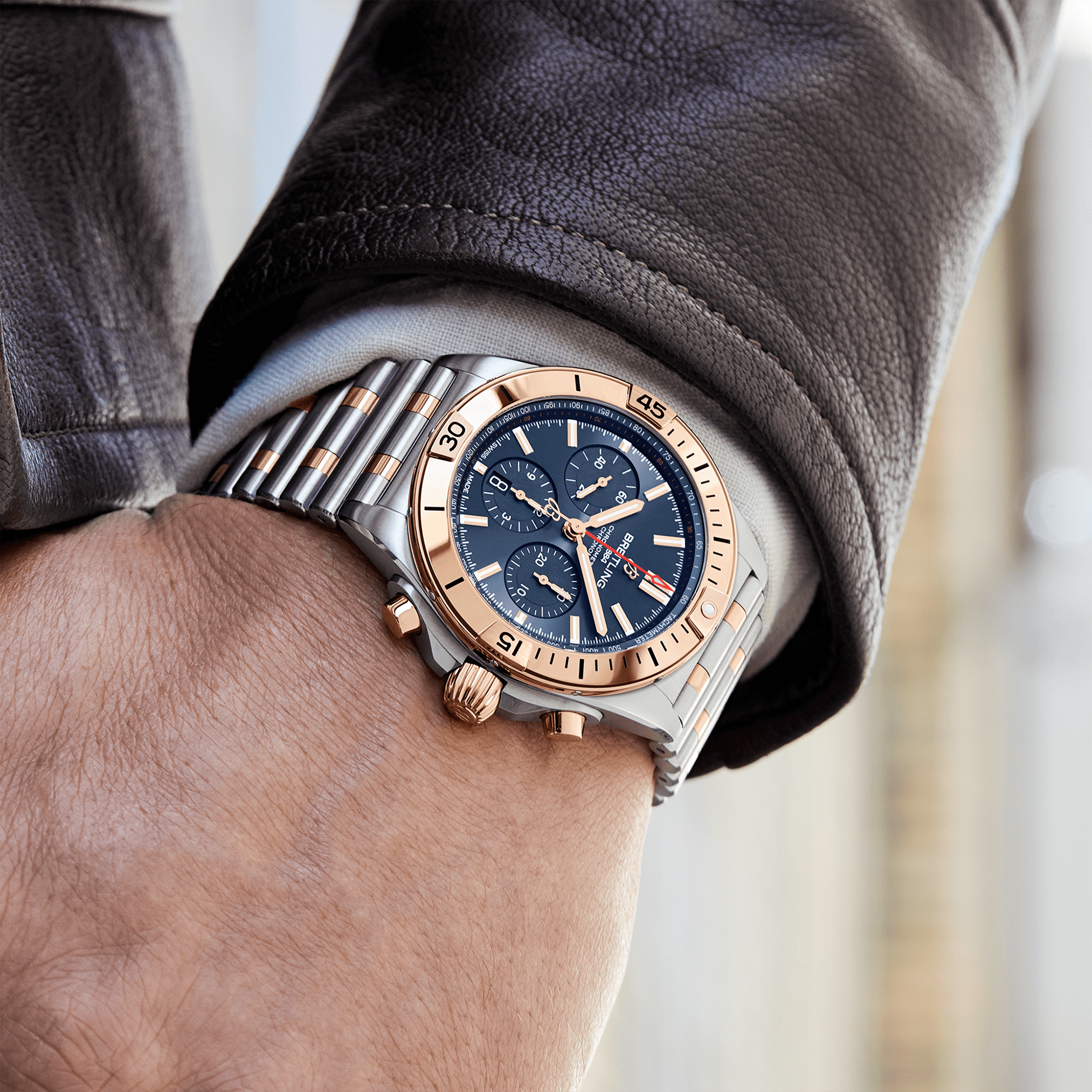 Breitling Chronomat 42mm Two-Tone Blue Dial Men's Automatic Bracelet Watch - Berry's Jewellers