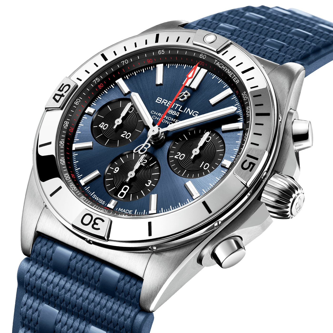 Chronomat B01 42mm Blue Dial Chronograph Rubber Strap Watch