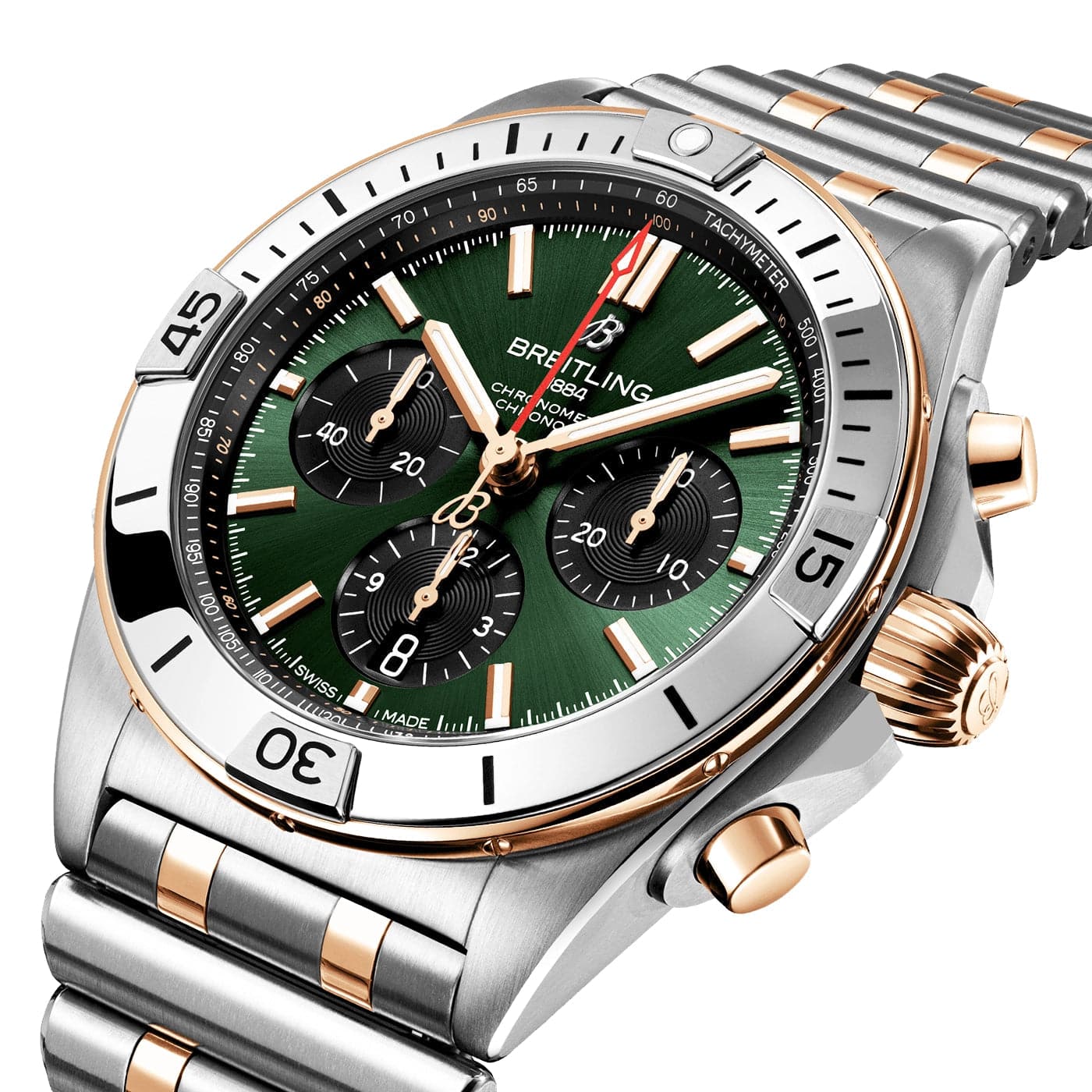 Breitling Chronomat B01 42mm Two-Tone Deep Green Dial Chronograph Watch - Berry's Jewellers