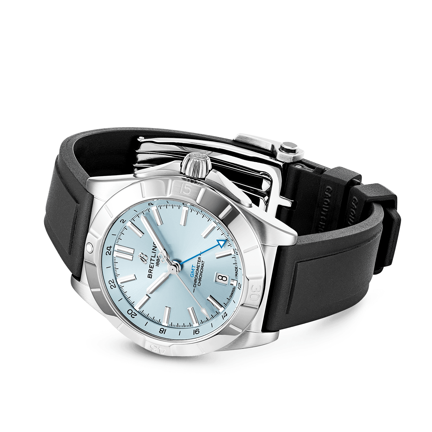 Chronomat GMT Platinum 40mm Ice Blue Dial Men's Strap Watch