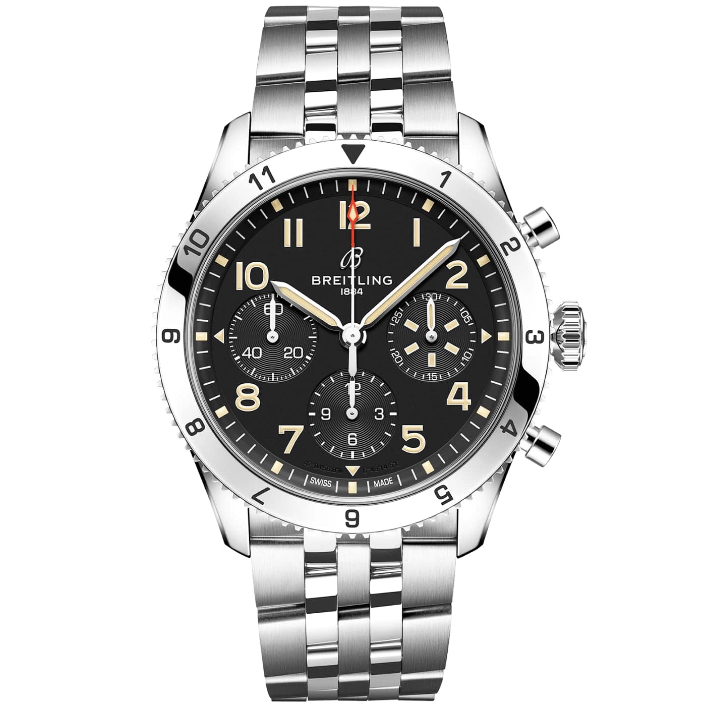 Breitling Classic AVI P-51 Mustang 42mm Black Dial Chronograph Bracelet Watch - Berry's Jewellers