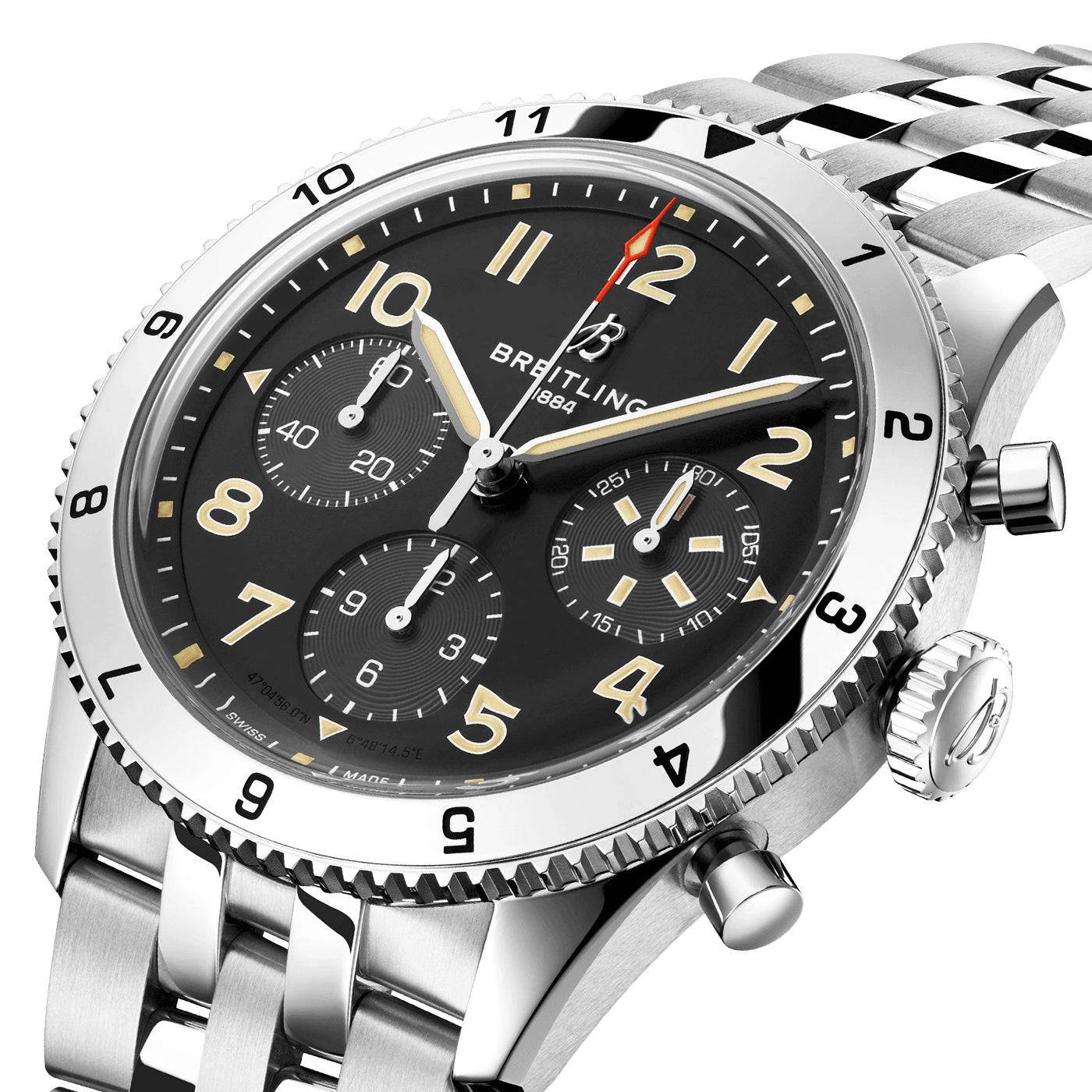 Breitling Classic AVI P-51 Mustang 42mm Black Dial Chronograph Bracelet Watch - Berry's Jewellers