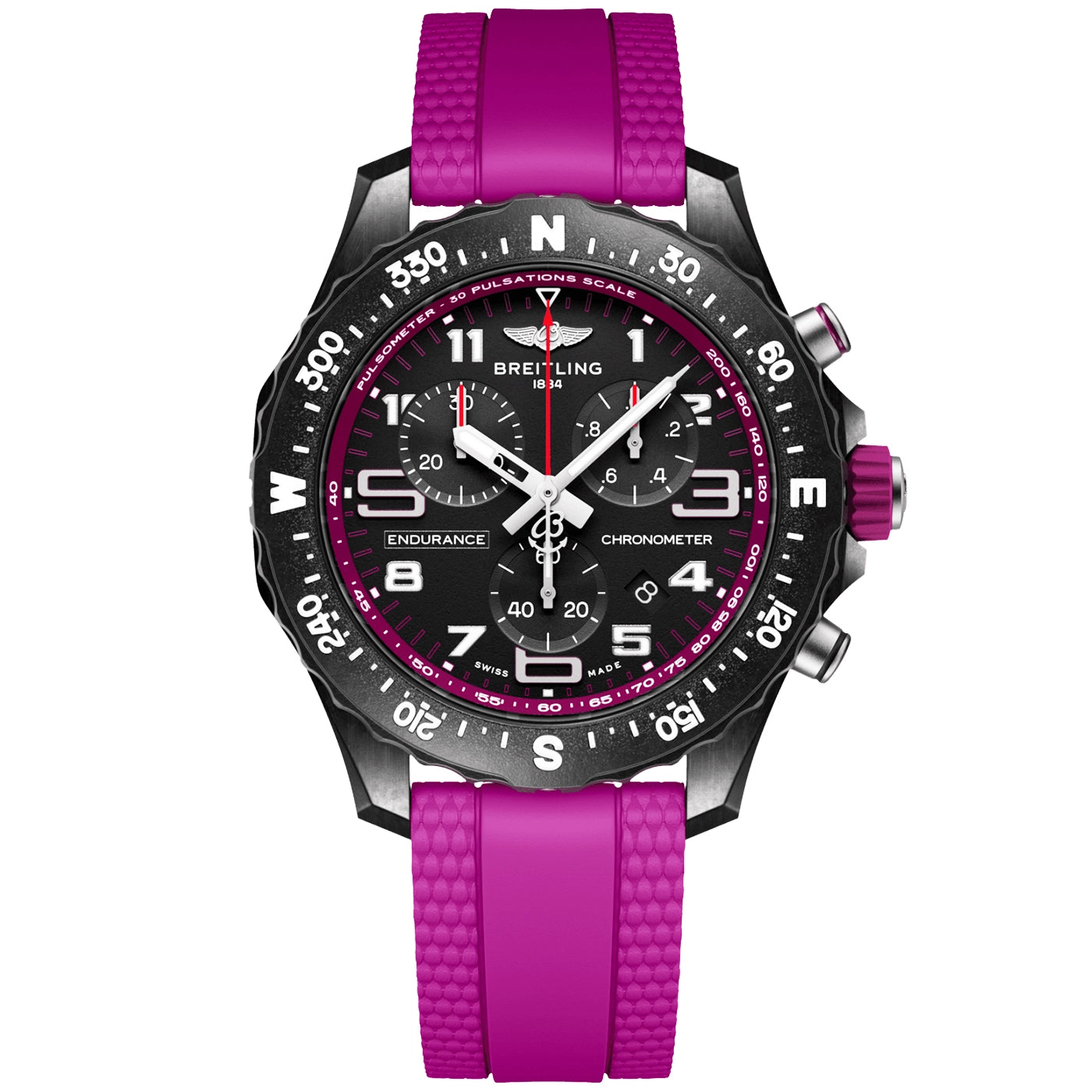 Endurance Pro 38mm Breitlight Black/Purple Rubber Strap Watch