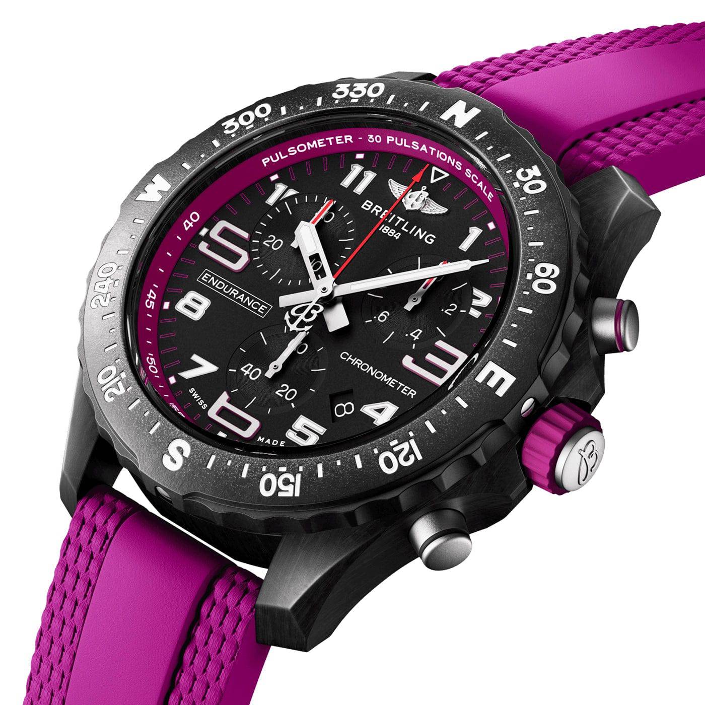 Endurance Pro 38mm Breitlight Black/Purple Rubber Strap Watch