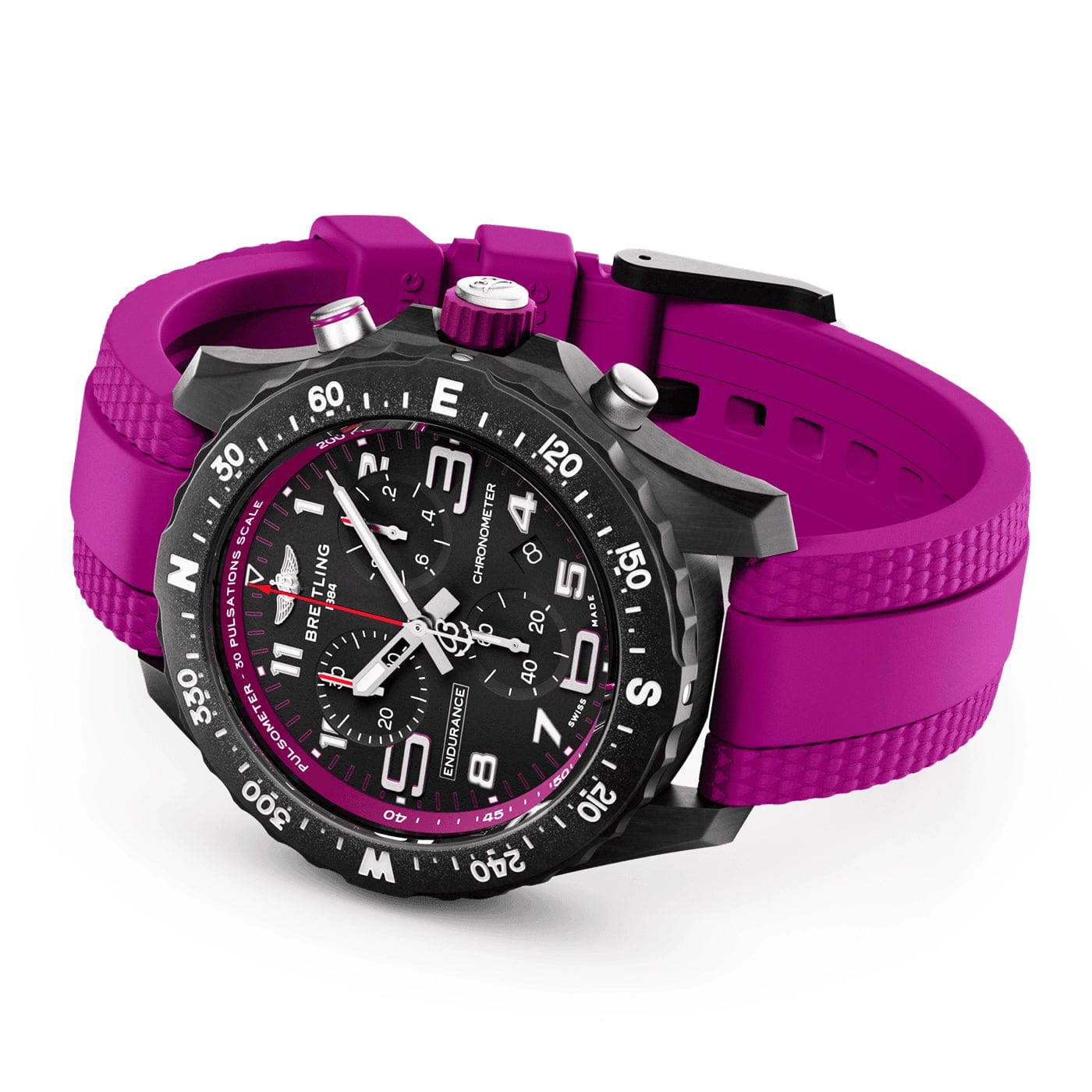 Endurance Pro 38mm Breitlight Black/Purple Rubber Strap Watch