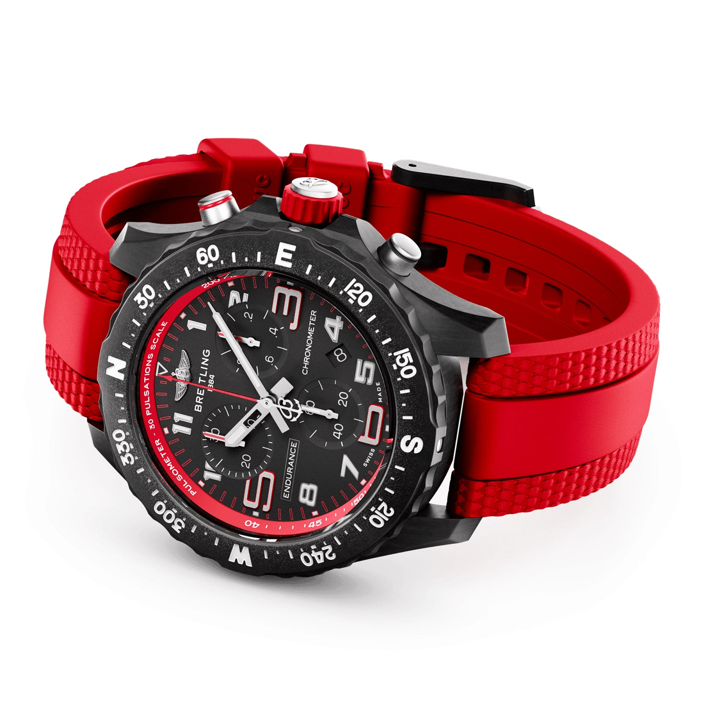 Breitling Endurance Pro 38mm Breitlight Black/Red Rubber Strap Watch - Berry's Jewellers