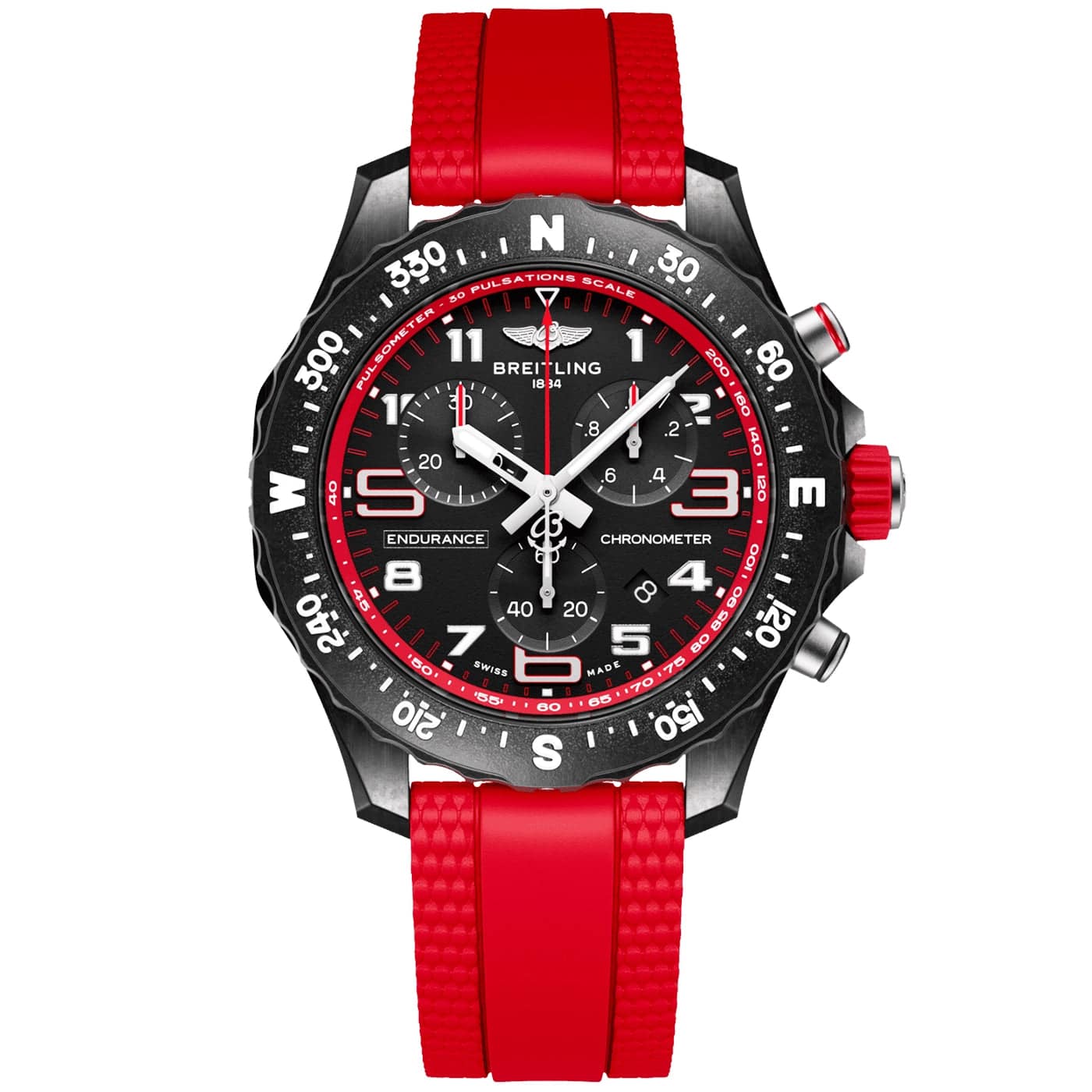 Endurance Pro 38mm Breitlight Black/Red Rubber Strap Watch