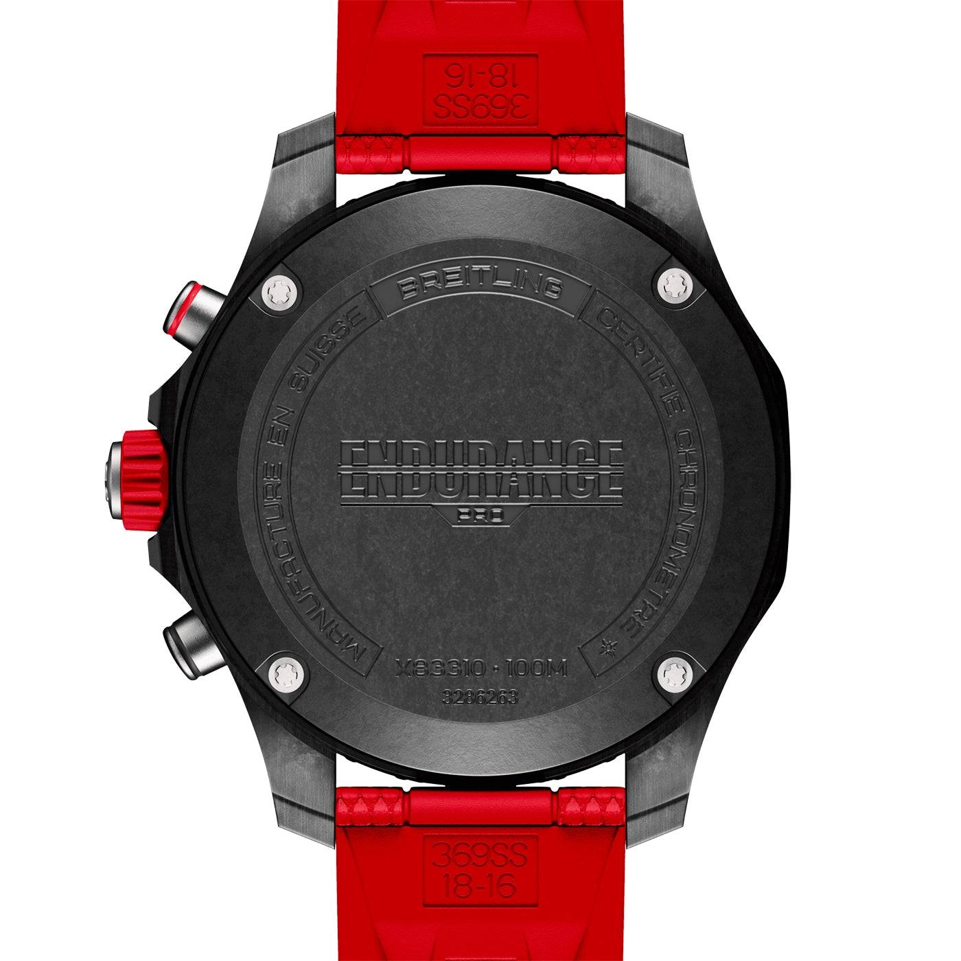 Breitling Endurance Pro 38mm Breitlight Black/Red Rubber Strap Watch - Berry's Jewellers