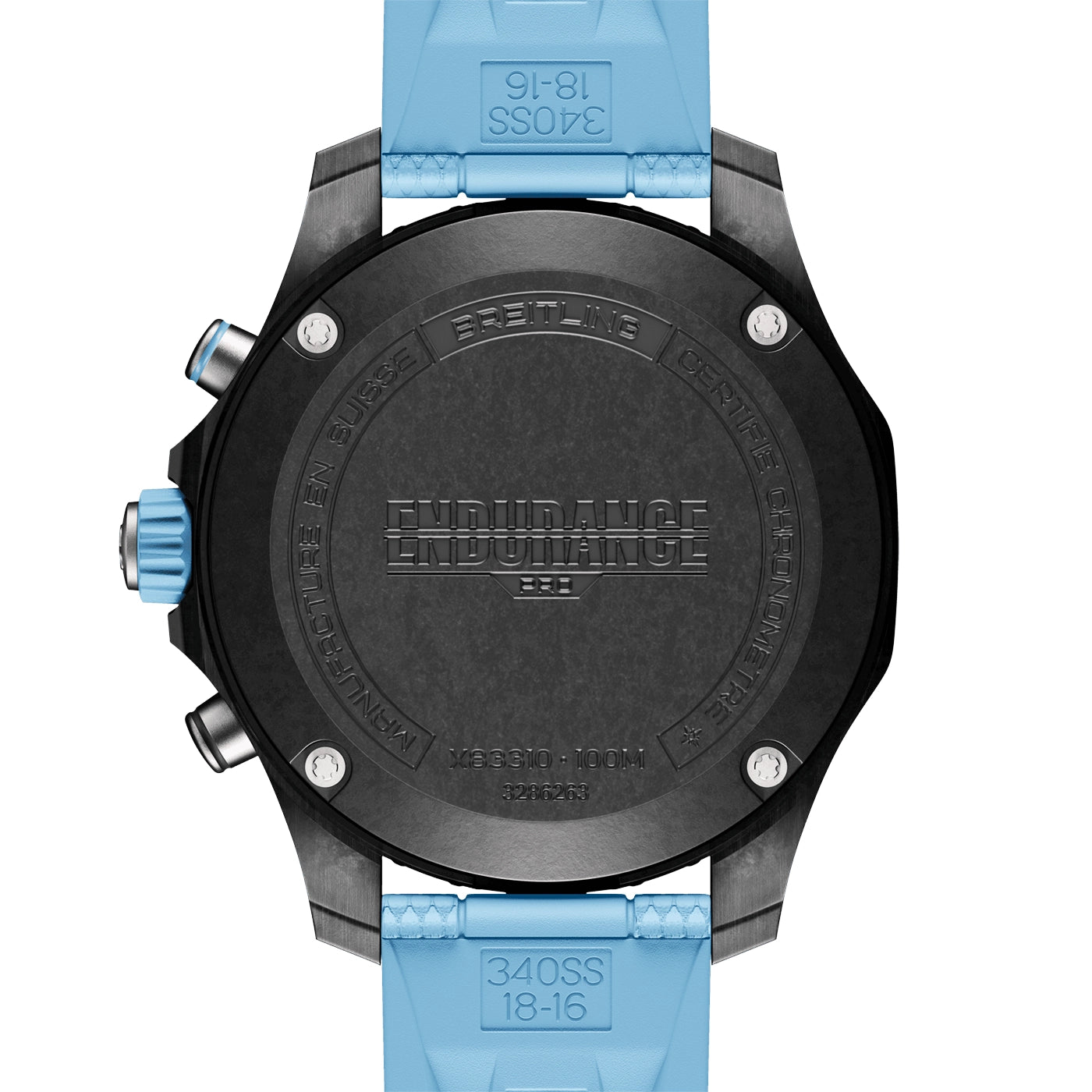 Breitling Endurance Pro 38mm Breitlight Black/Sky Blue Rubber Strap Watch - Berry's Jewellers