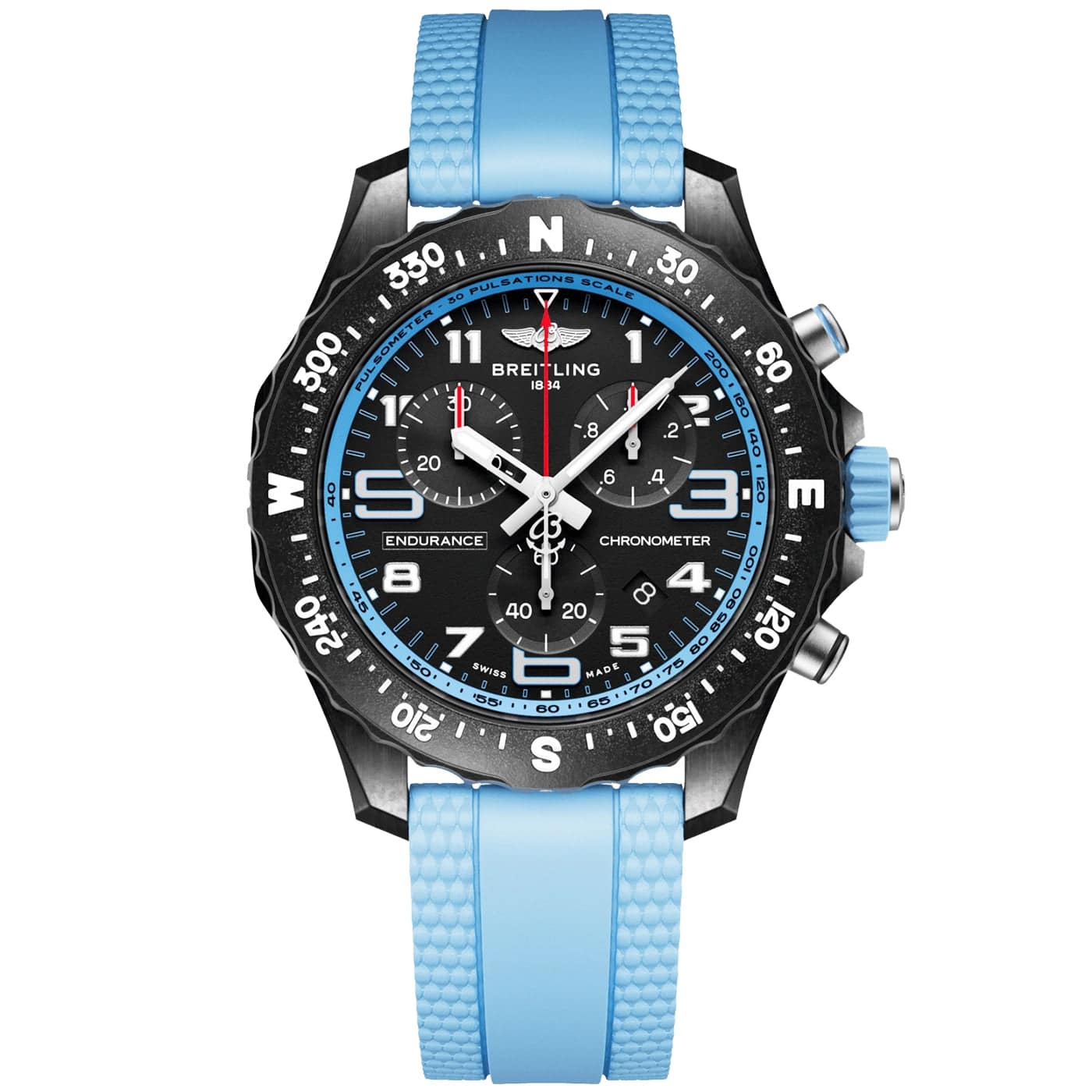 Endurance Pro 38mm Breitlight Black/Sky Blue Rubber Strap Watch