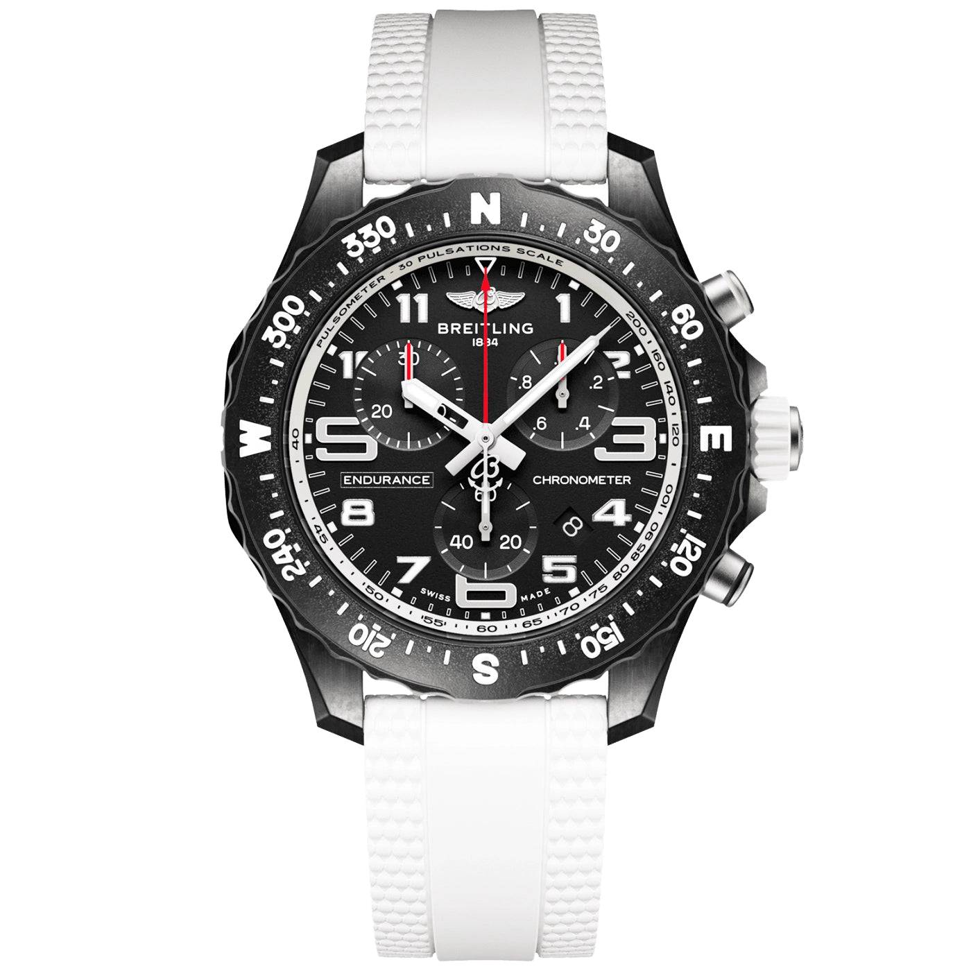 Breitling Endurance Pro 38mm Breitlight Black/White Rubber Strap Watch - Berry's Jewellers