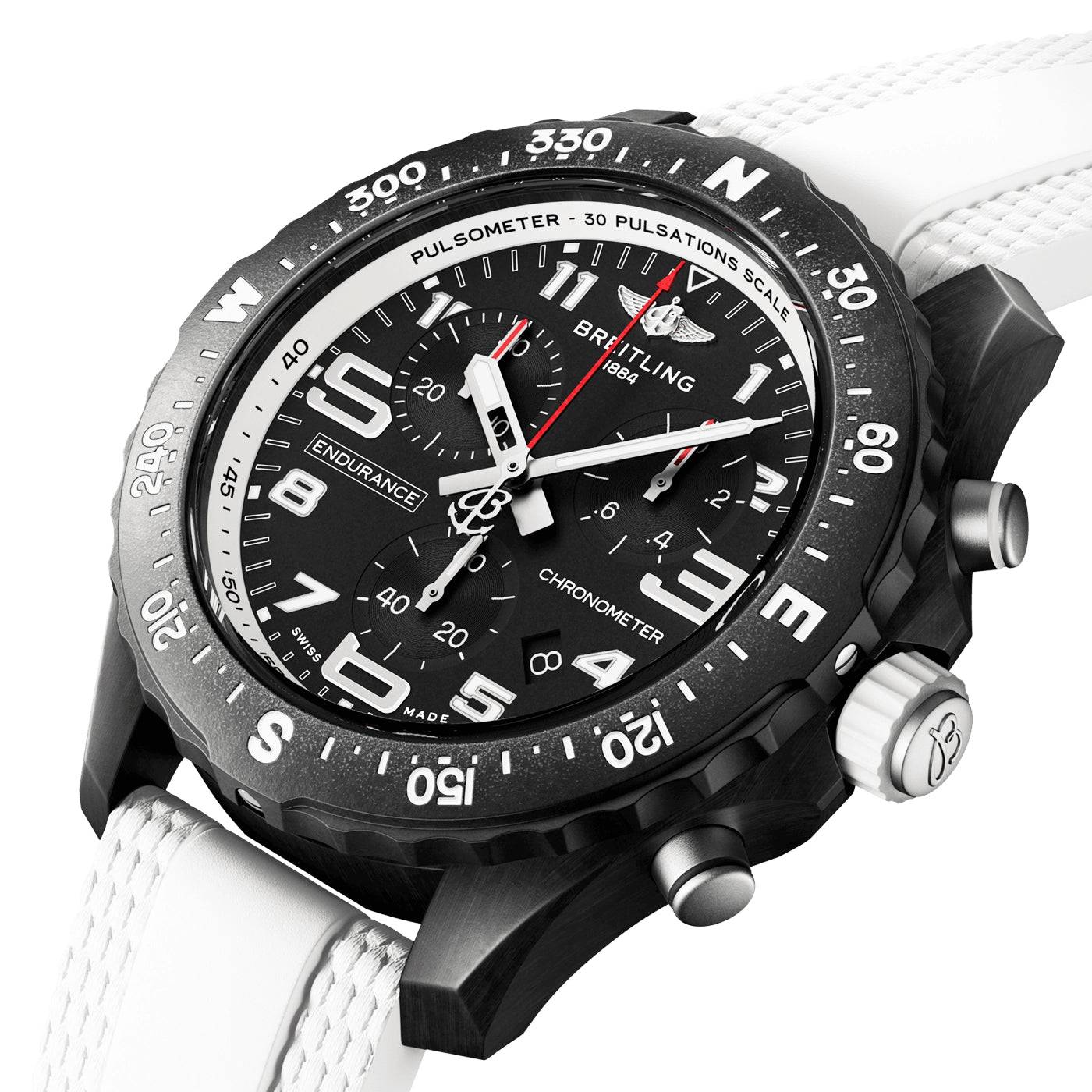 Breitling Endurance Pro 38mm Breitlight Black/White Rubber Strap Watch - Berry's Jewellers