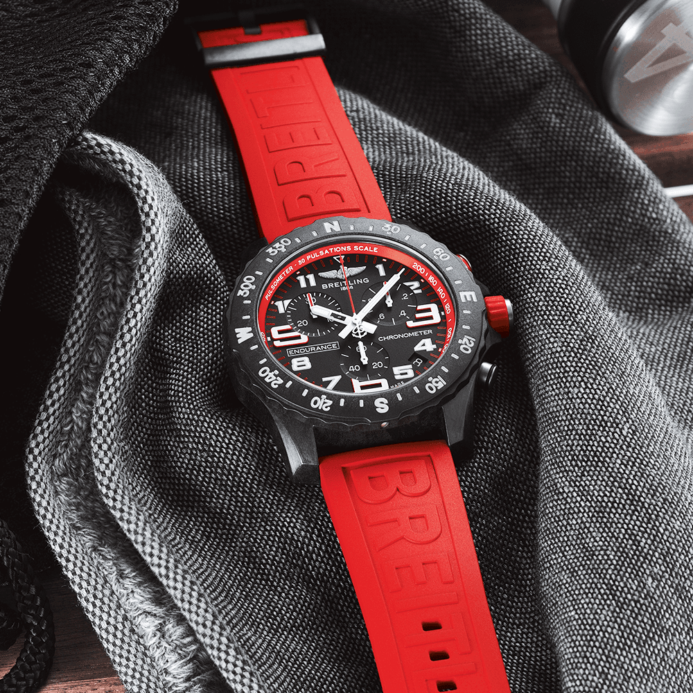 Breitling Endurance Pro 44mm Breitlight Black/Red Rubber Strap Men's Watch - Berry's Jewellers