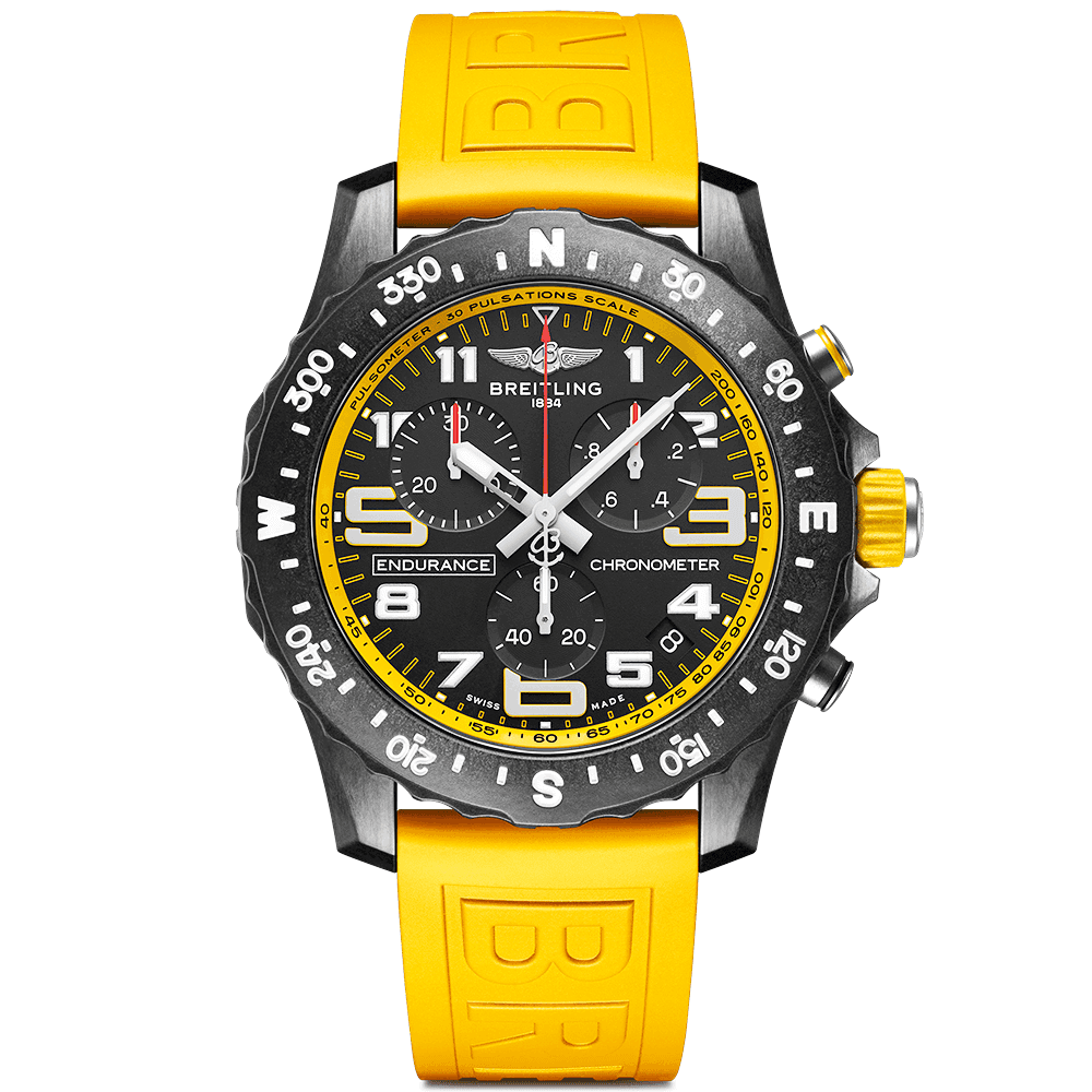 Breitling Endurance Pro 44mm Breitlight Black/Yellow Rubber Strap Men's Watch - Berry's Jewellers